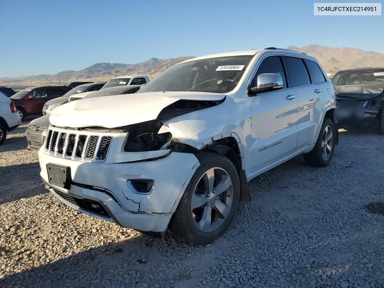 2014 Jeep Grand Cherokee Overland VIN: 1C4RJFCTXEC214951 Lot: 72918864