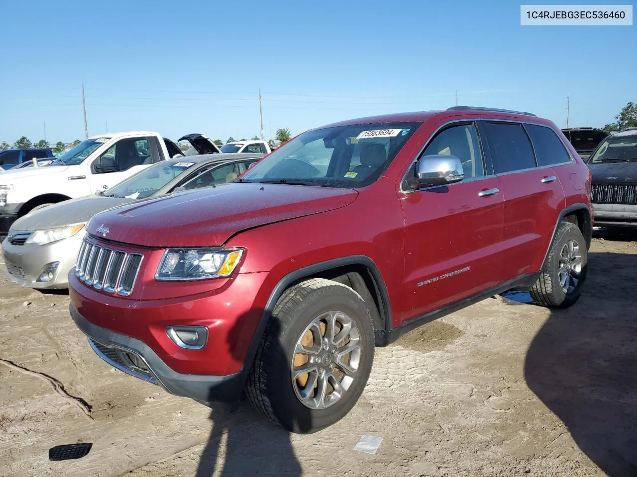 2014 Jeep Grand Cherokee Limited VIN: 1C4RJEBG3EC536460 Lot: 75563694