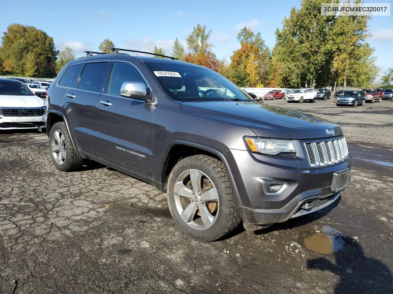 2014 Jeep Grand Cherokee Overland VIN: 1C4RJFCMXEC320017 Lot: 78547664