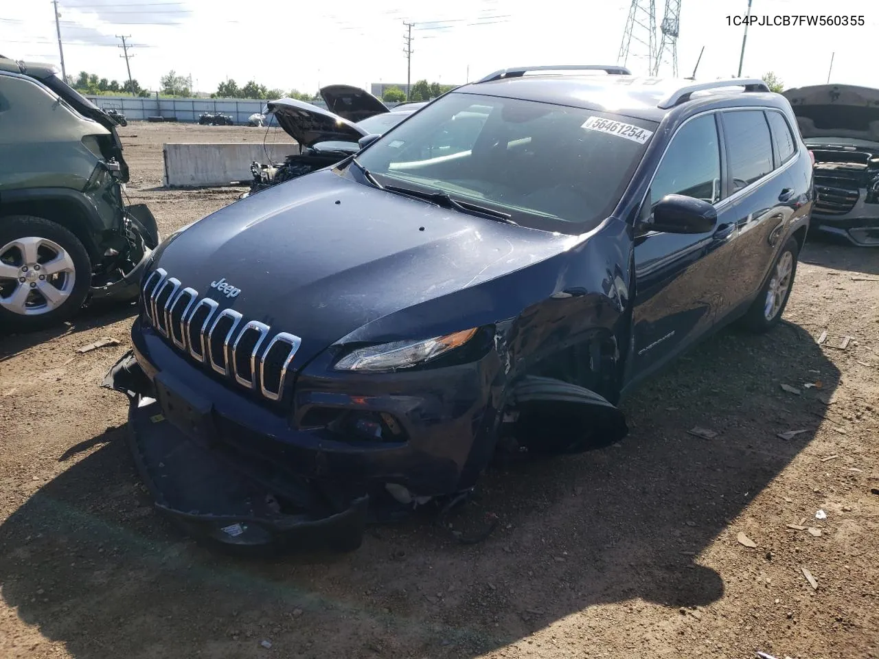 2015 Jeep Cherokee Latitude VIN: 1C4PJLCB7FW560355 Lot: 56461254