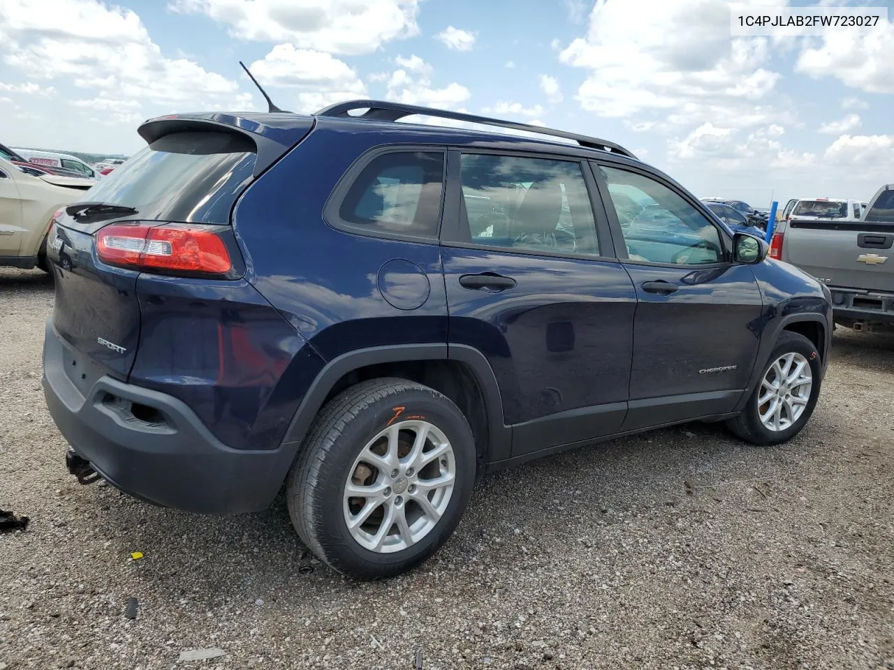 2015 Jeep Cherokee Sport VIN: 1C4PJLAB2FW723027 Lot: 61886734