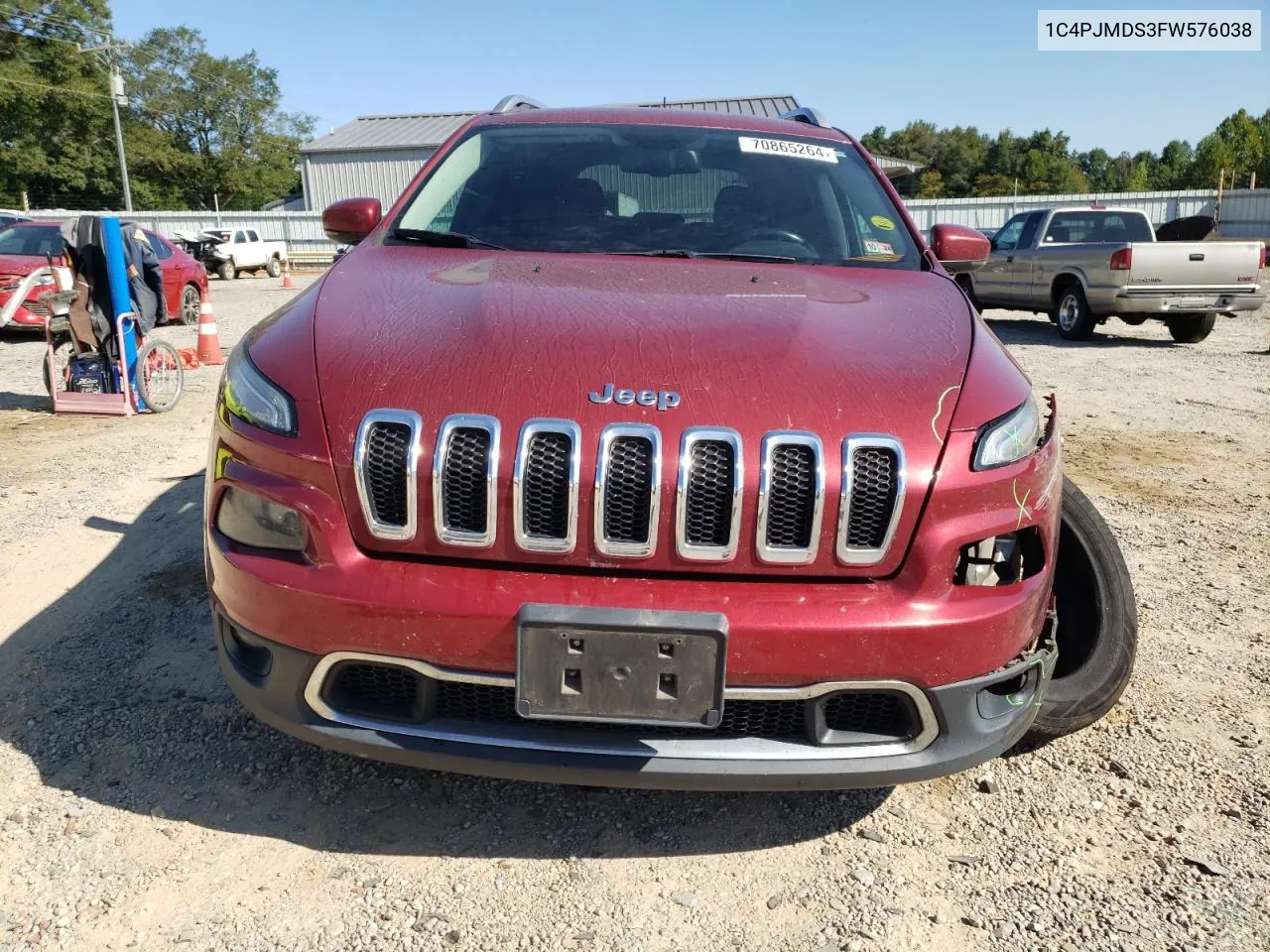 2015 Jeep Cherokee Limited VIN: 1C4PJMDS3FW576038 Lot: 70865264