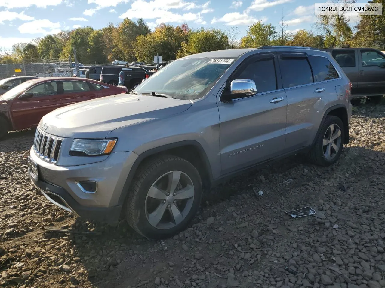 2015 Jeep Grand Cherokee Limited VIN: 1C4RJFBG2FC943693 Lot: 75518934