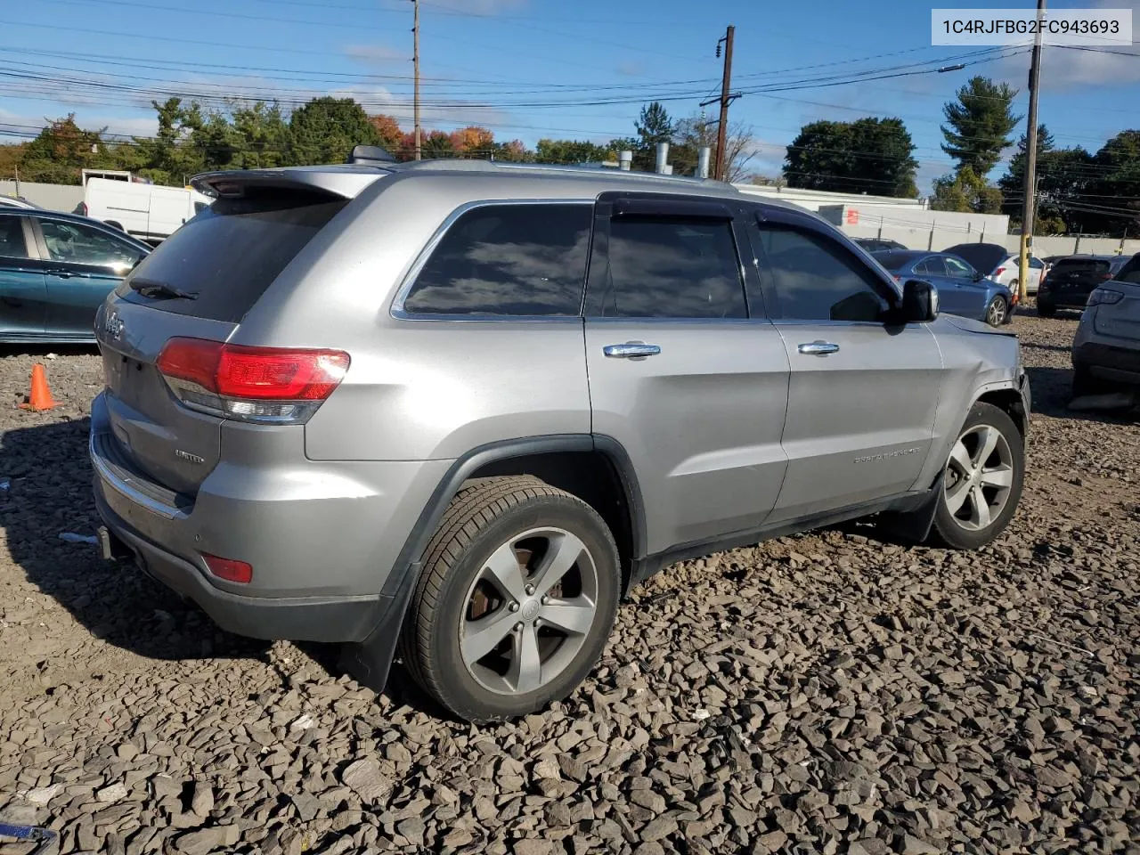 2015 Jeep Grand Cherokee Limited VIN: 1C4RJFBG2FC943693 Lot: 75518934