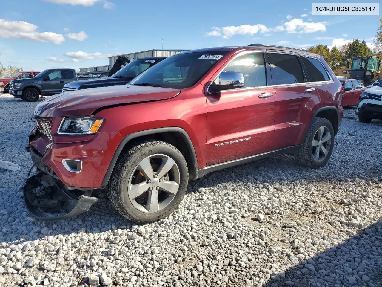 2015 Jeep Grand Cherokee Limited VIN: 1C4RJFBG5FC835147 Lot: 76242934