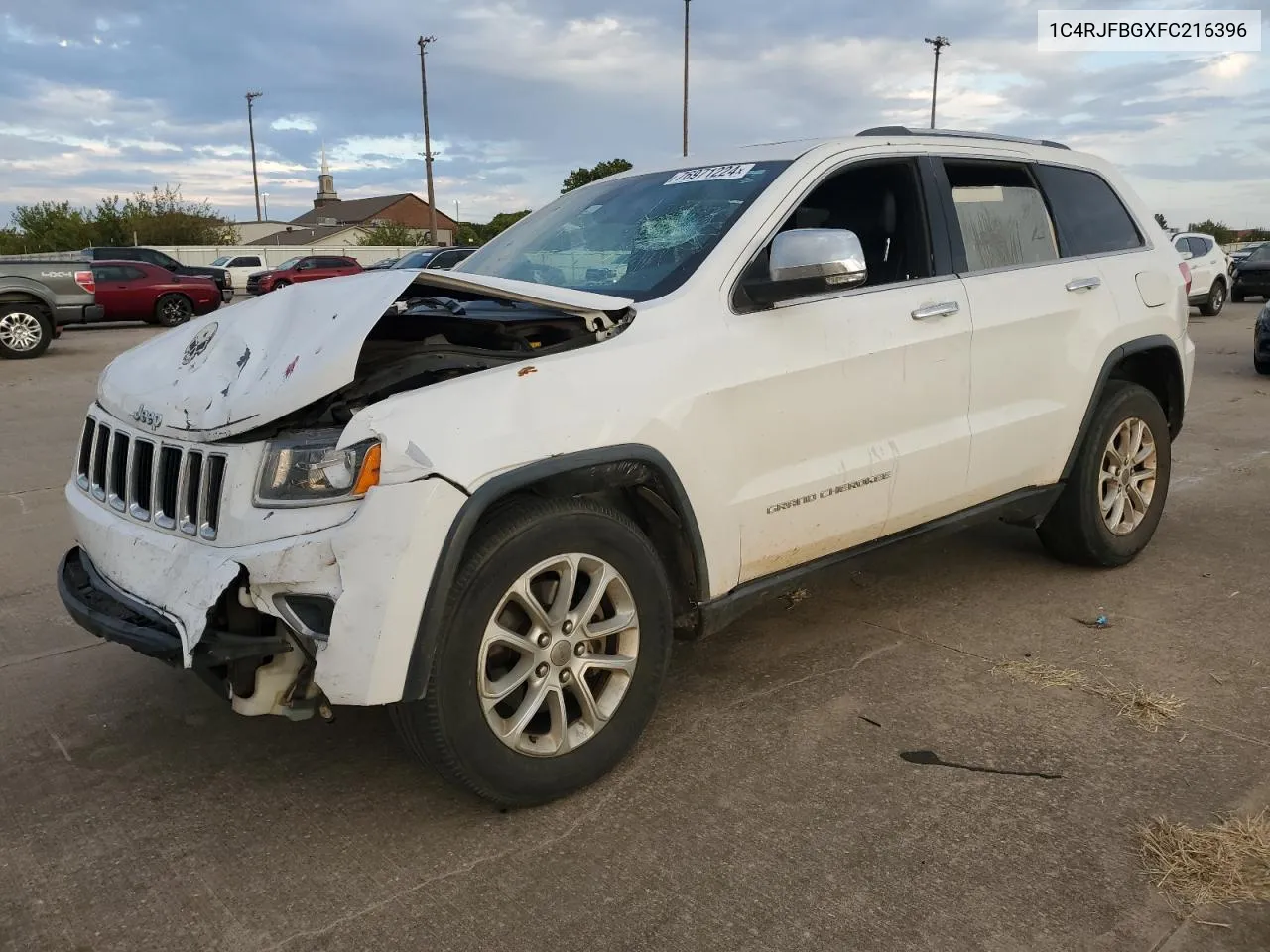 2015 Jeep Grand Cherokee Limited VIN: 1C4RJFBGXFC216396 Lot: 76971224