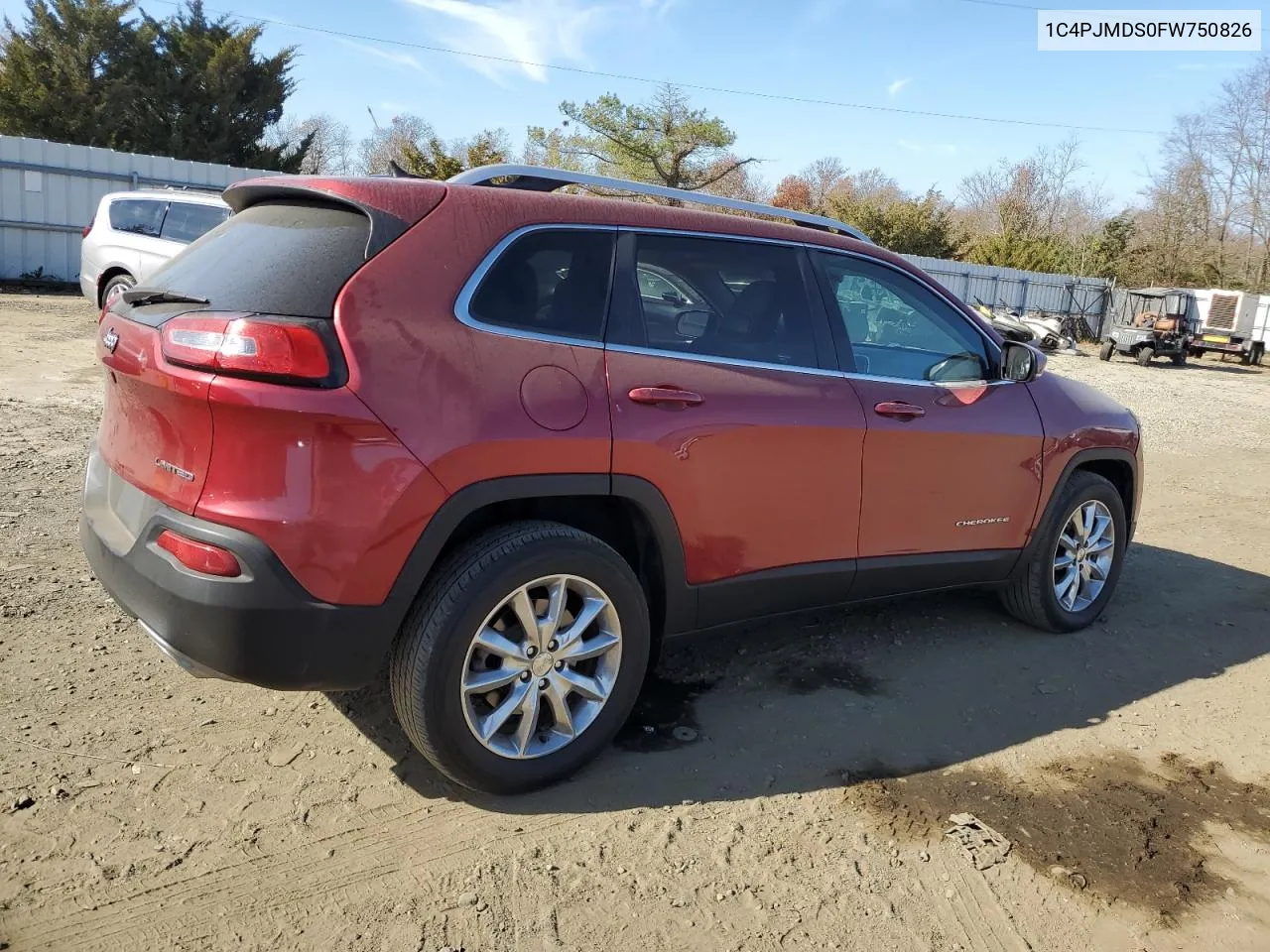 2015 Jeep Cherokee Limited VIN: 1C4PJMDS0FW750826 Lot: 78503004