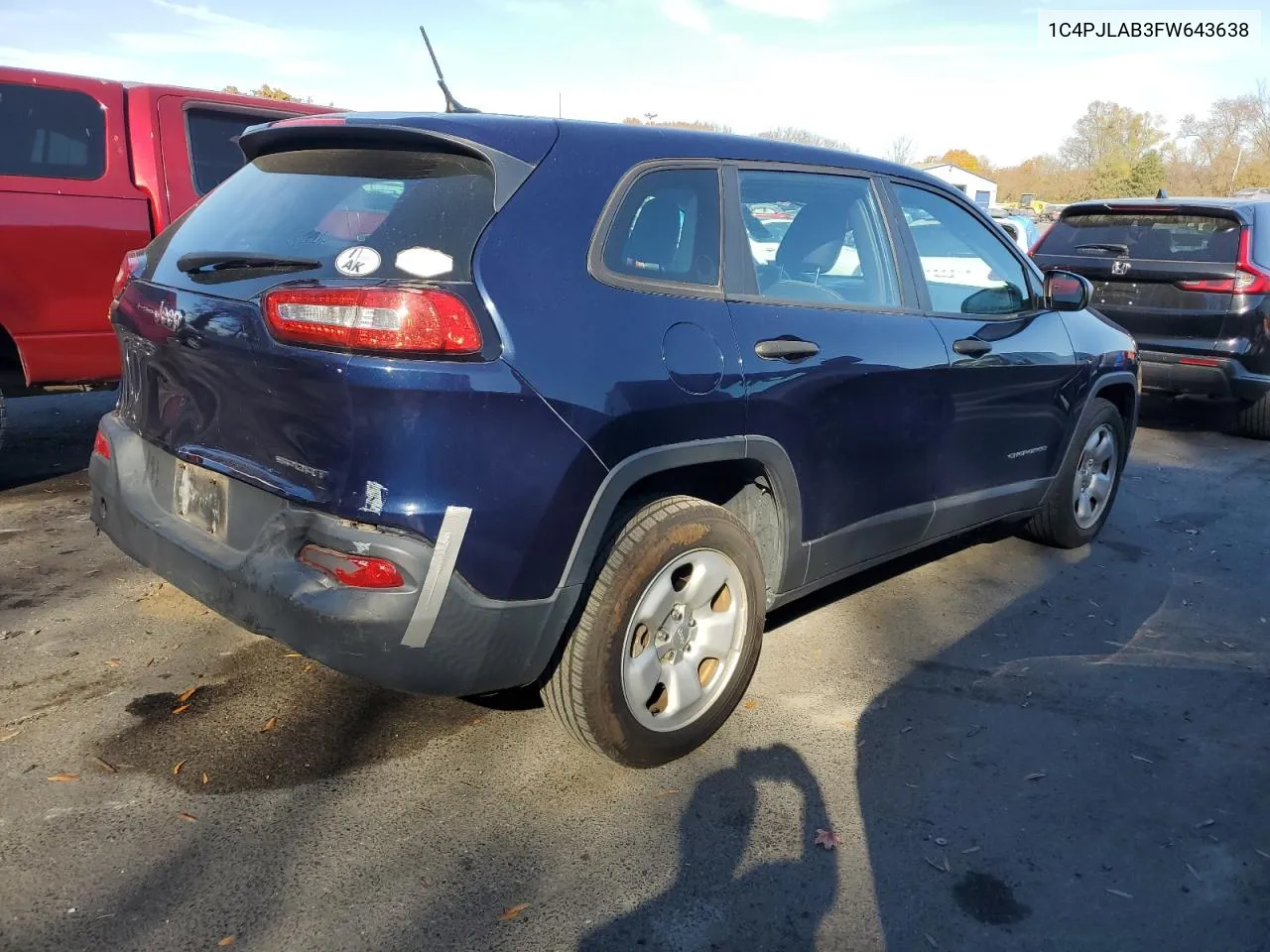 2015 Jeep Cherokee Sport VIN: 1C4PJLAB3FW643638 Lot: 78953104