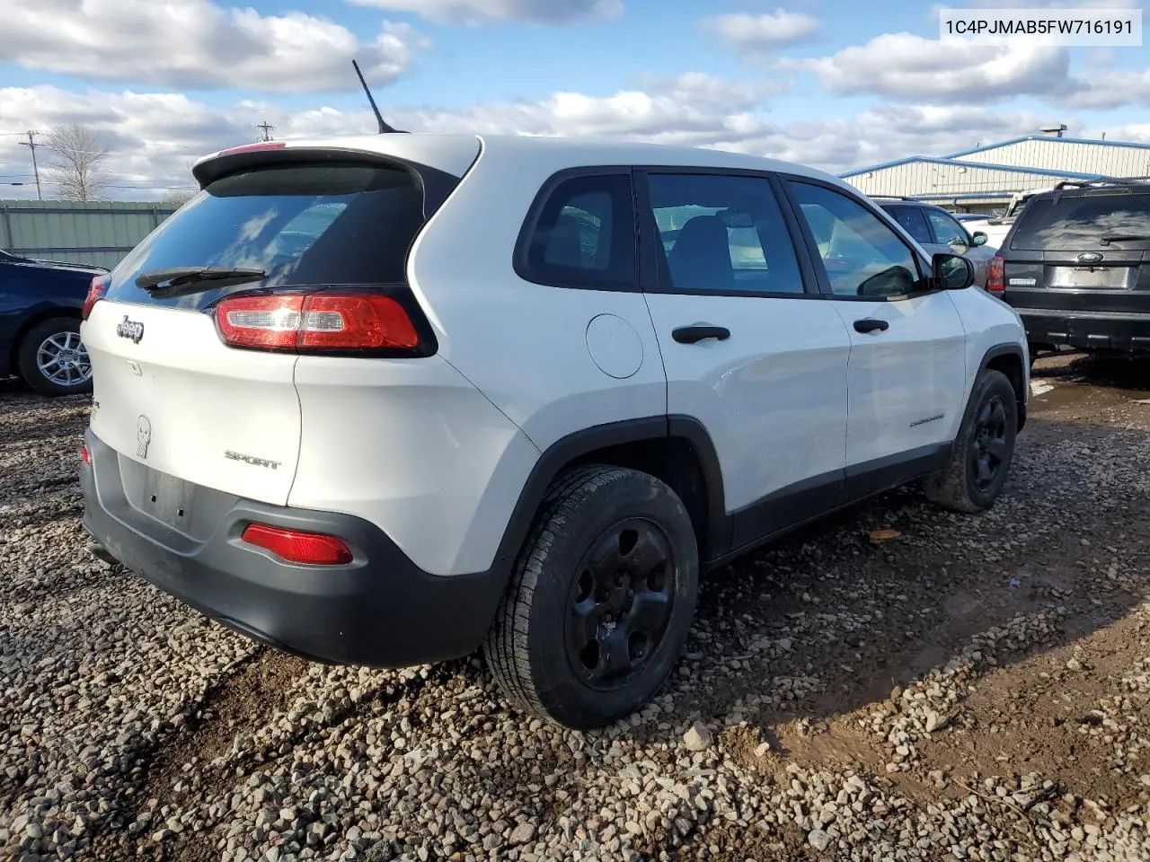 2015 Jeep Cherokee Sport VIN: 1C4PJMAB5FW716191 Lot: 80317384