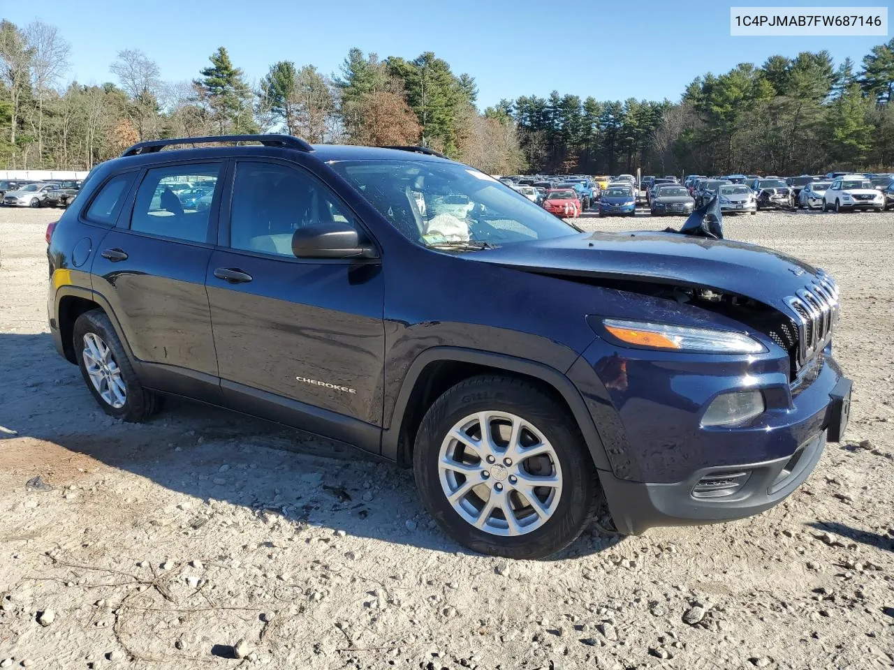 2015 Jeep Cherokee Sport VIN: 1C4PJMAB7FW687146 Lot: 81142054