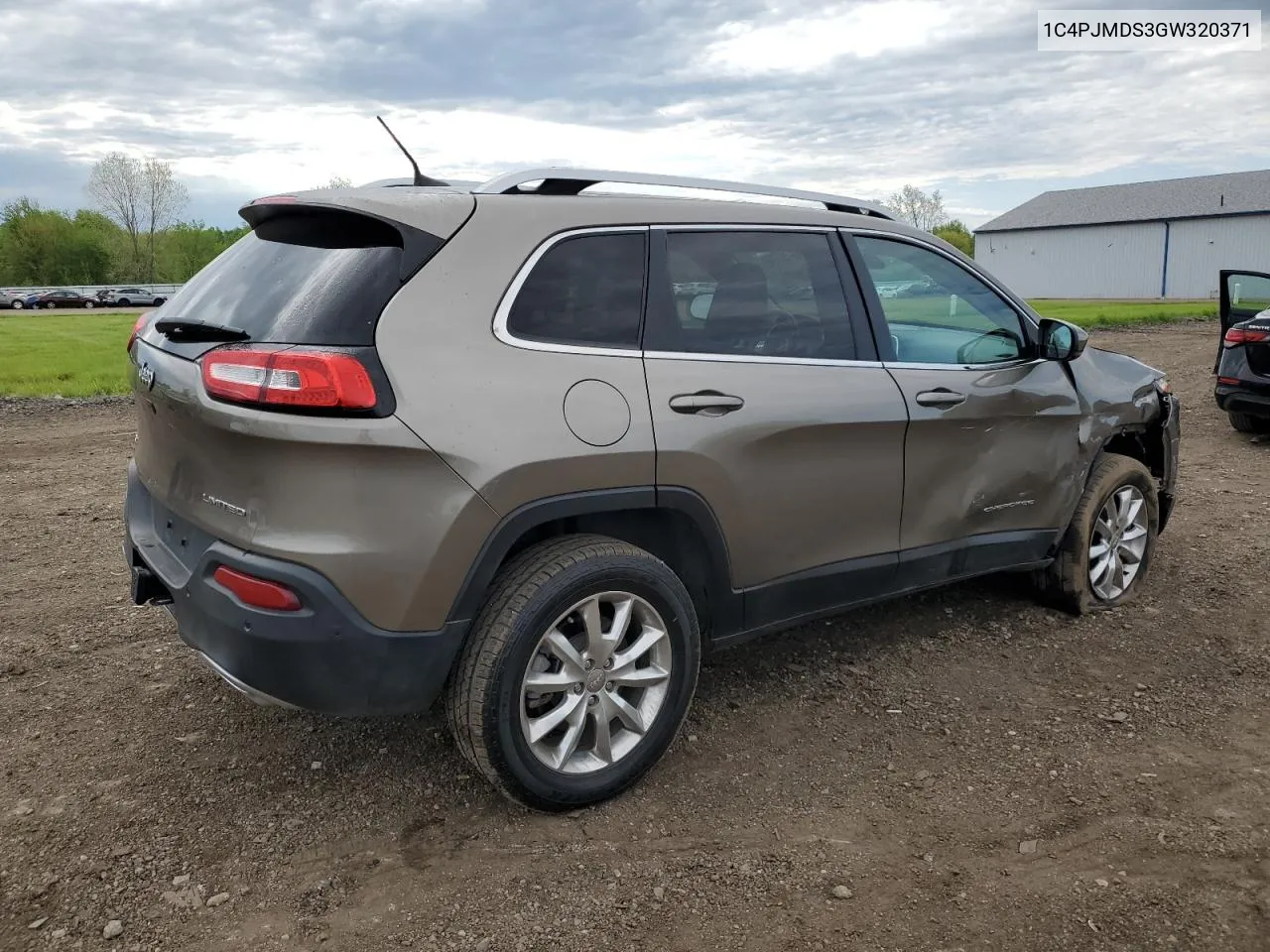 2016 Jeep Cherokee Limited VIN: 1C4PJMDS3GW320371 Lot: 53234924