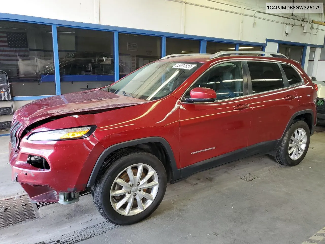 2016 Jeep Cherokee Limited VIN: 1C4PJMDB8GW326179 Lot: 53881584