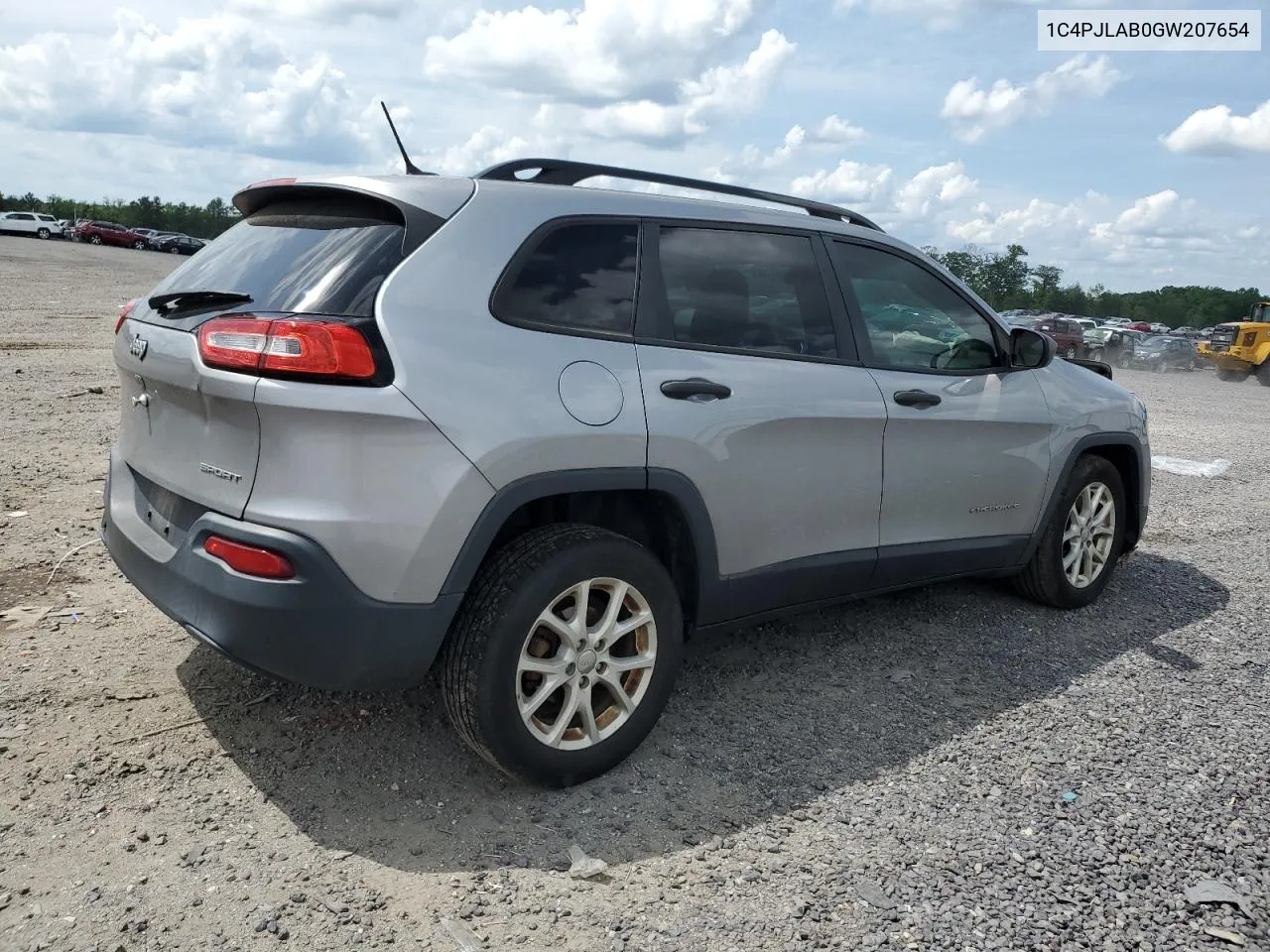 2016 Jeep Cherokee Sport VIN: 1C4PJLAB0GW207654 Lot: 55522224