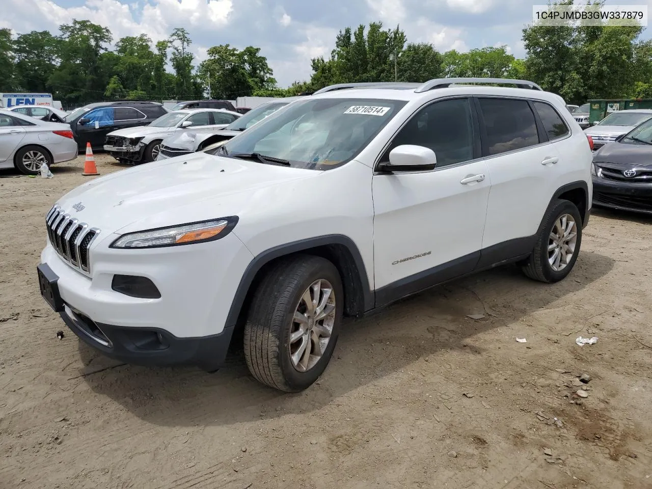 2016 Jeep Cherokee Limited VIN: 1C4PJMDB3GW337879 Lot: 58710514