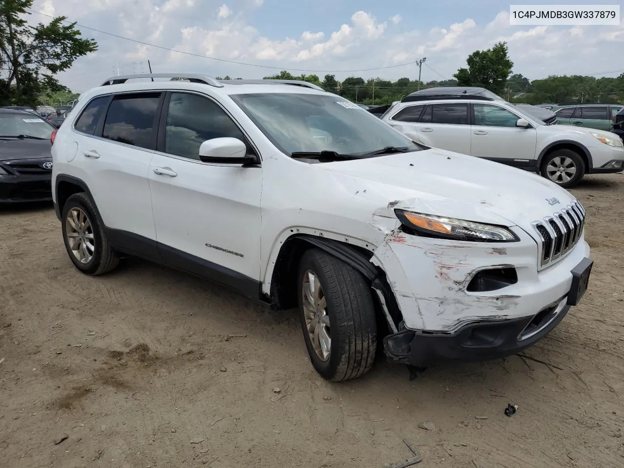 2016 Jeep Cherokee Limited VIN: 1C4PJMDB3GW337879 Lot: 58710514