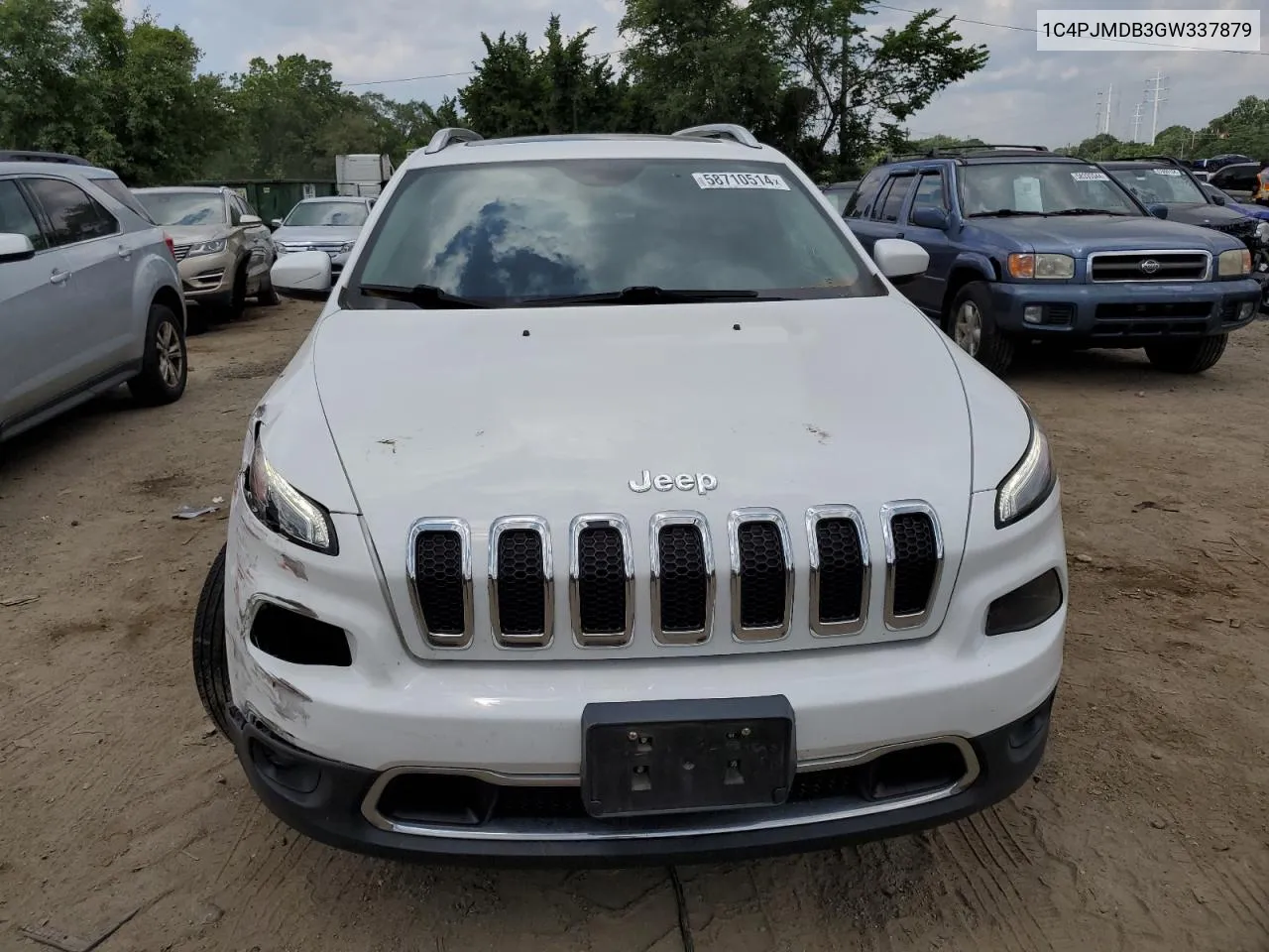 2016 Jeep Cherokee Limited VIN: 1C4PJMDB3GW337879 Lot: 58710514