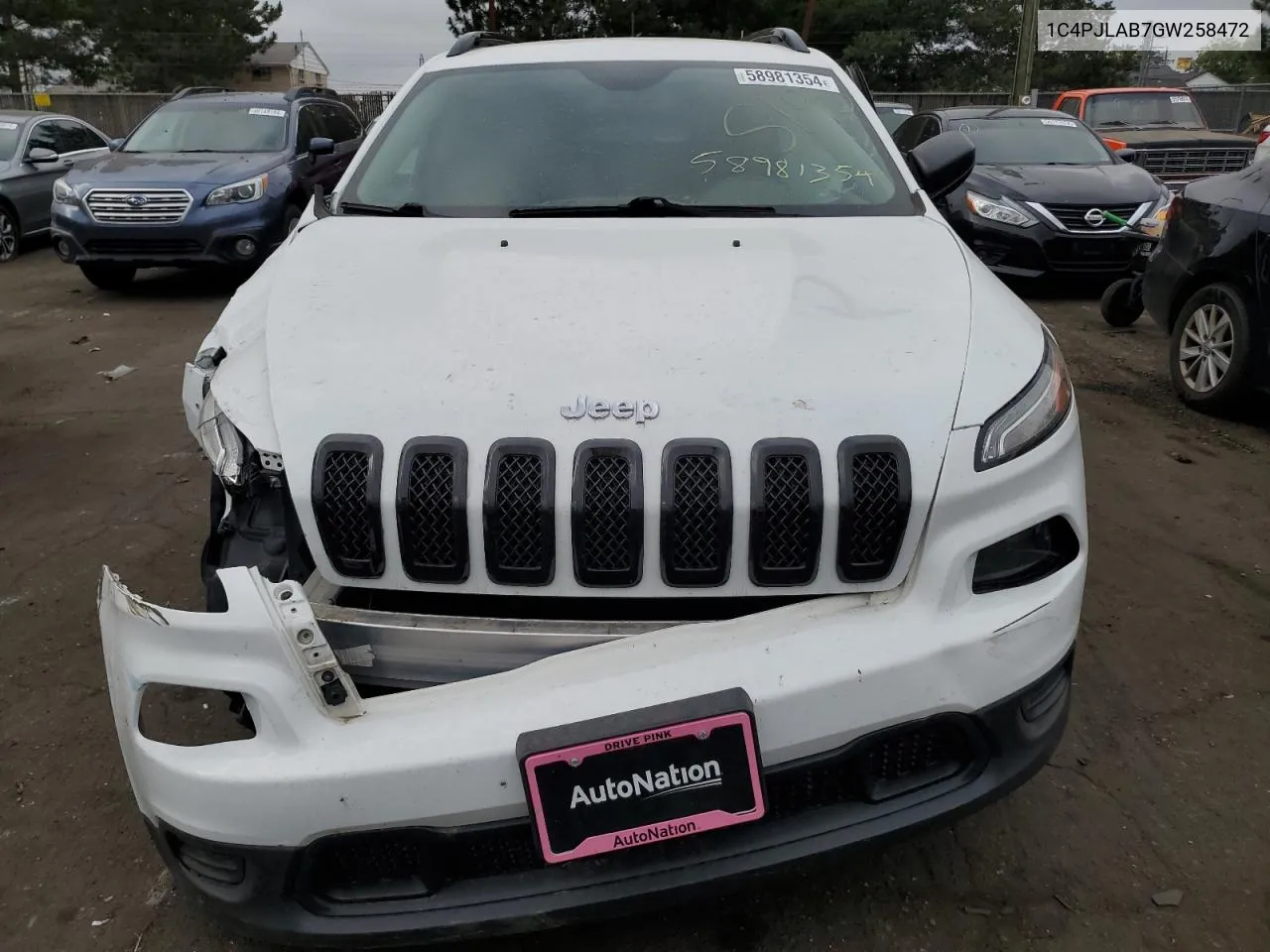 2016 Jeep Cherokee Sport VIN: 1C4PJLAB7GW258472 Lot: 58981354