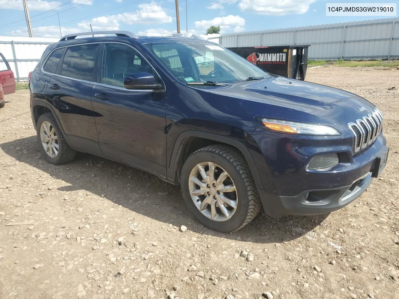 2016 Jeep Cherokee Limited VIN: 1C4PJMDS3GW219010 Lot: 61666594