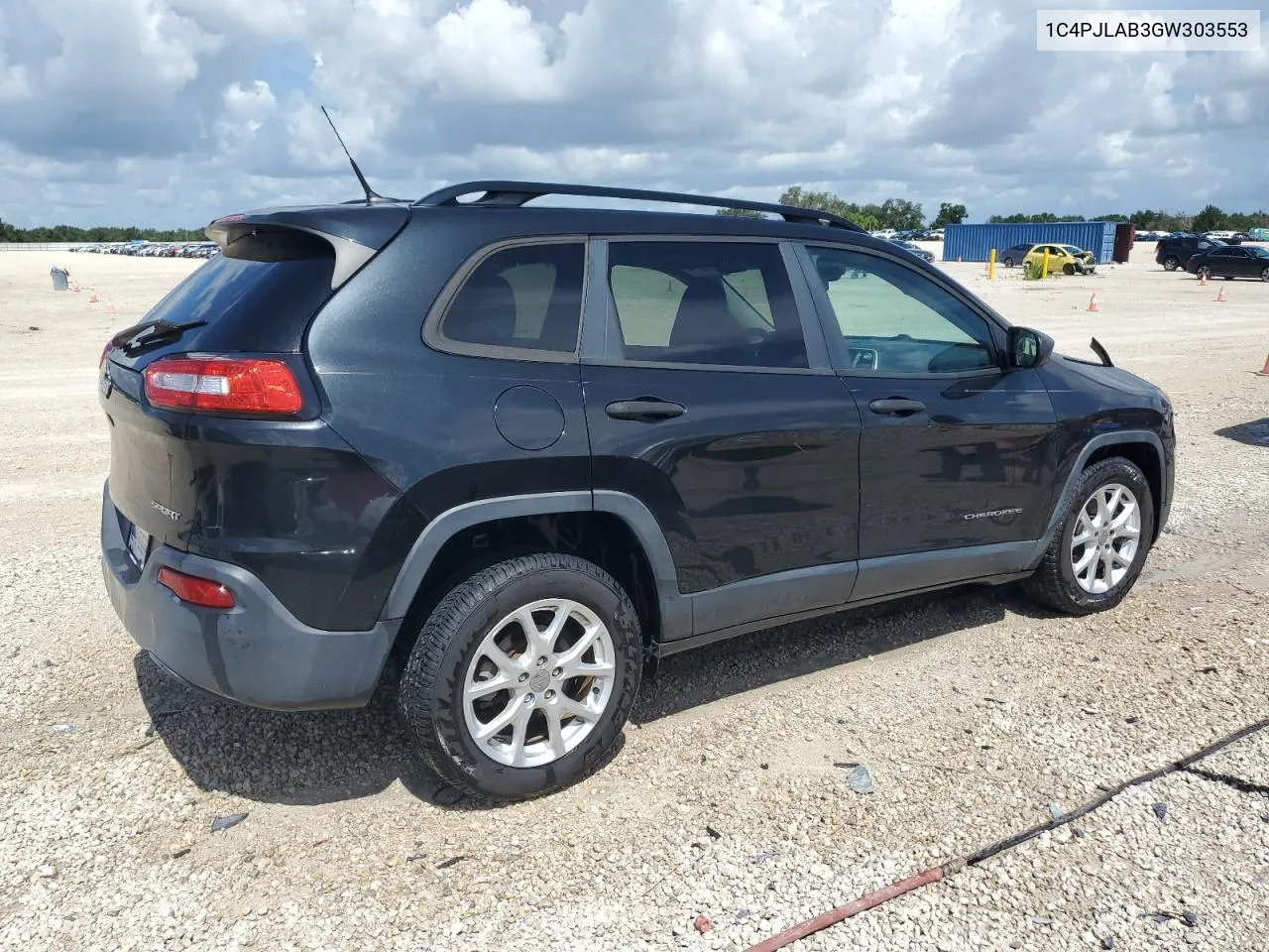 2016 Jeep Cherokee Sport VIN: 1C4PJLAB3GW303553 Lot: 66846774