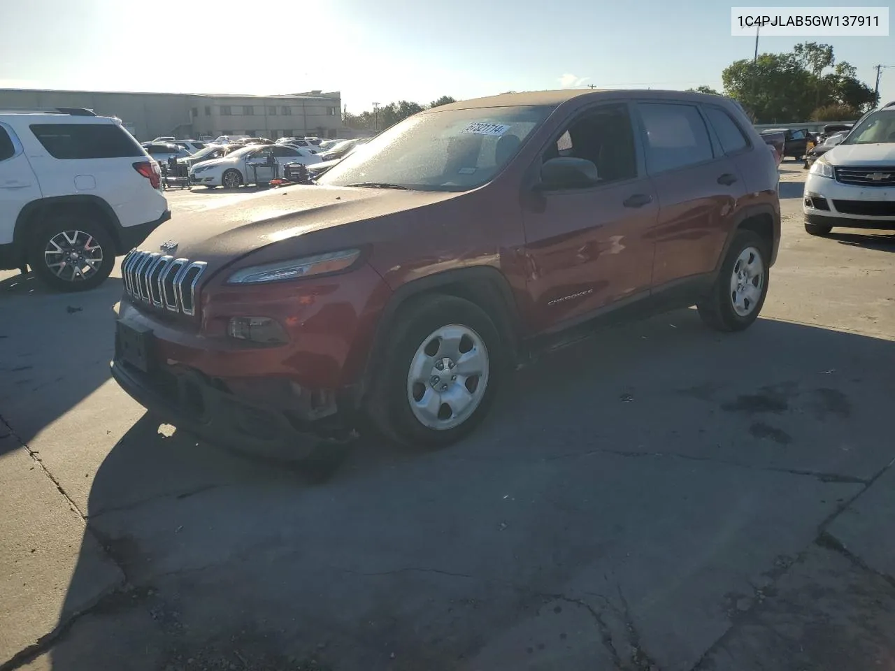 2016 Jeep Cherokee Sport VIN: 1C4PJLAB5GW137911 Lot: 67321714