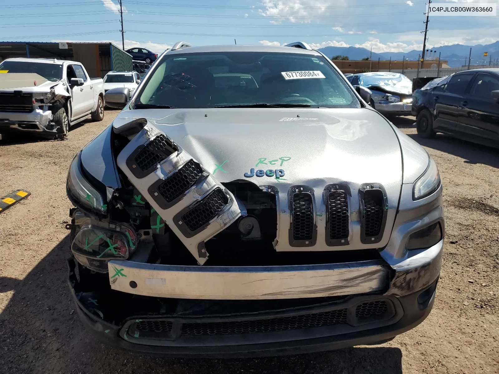 2016 Jeep Cherokee Latitude VIN: 1C4PJLCB0GW363660 Lot: 67730084