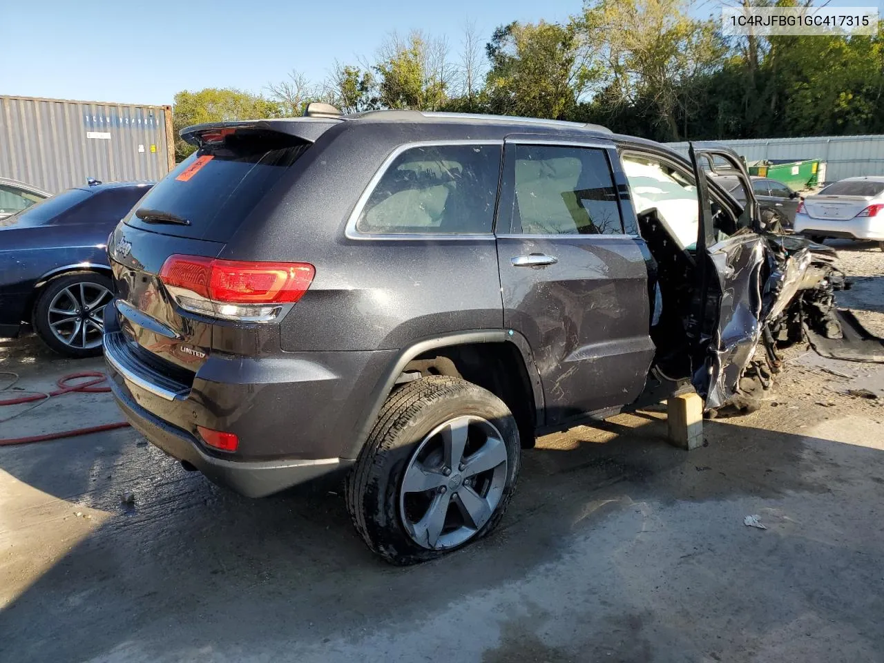 2016 Jeep Grand Cherokee Limited VIN: 1C4RJFBG1GC417315 Lot: 70078374