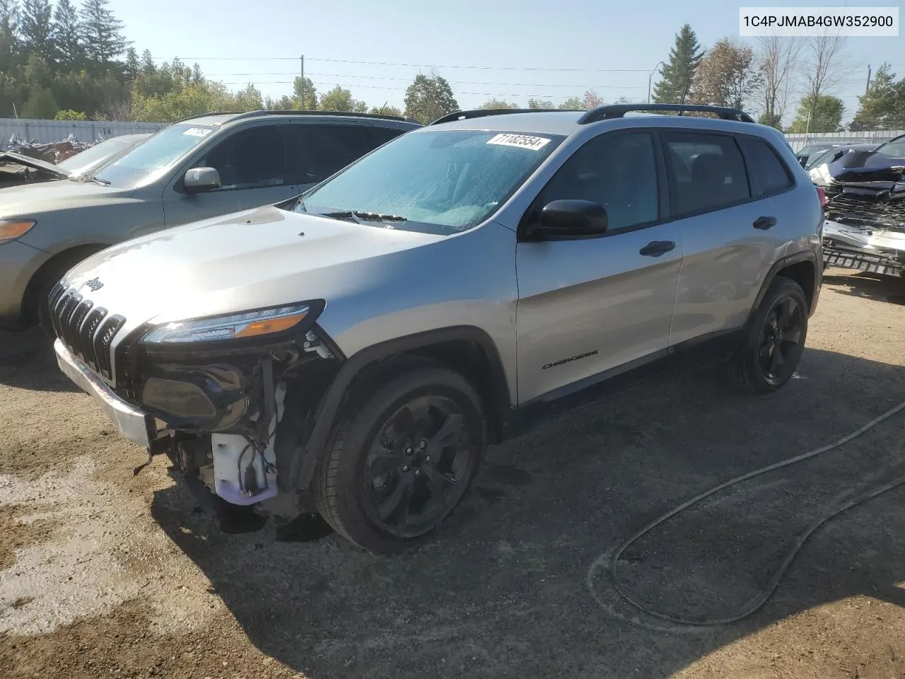 2016 Jeep Cherokee Sport VIN: 1C4PJMAB4GW352900 Lot: 71182554