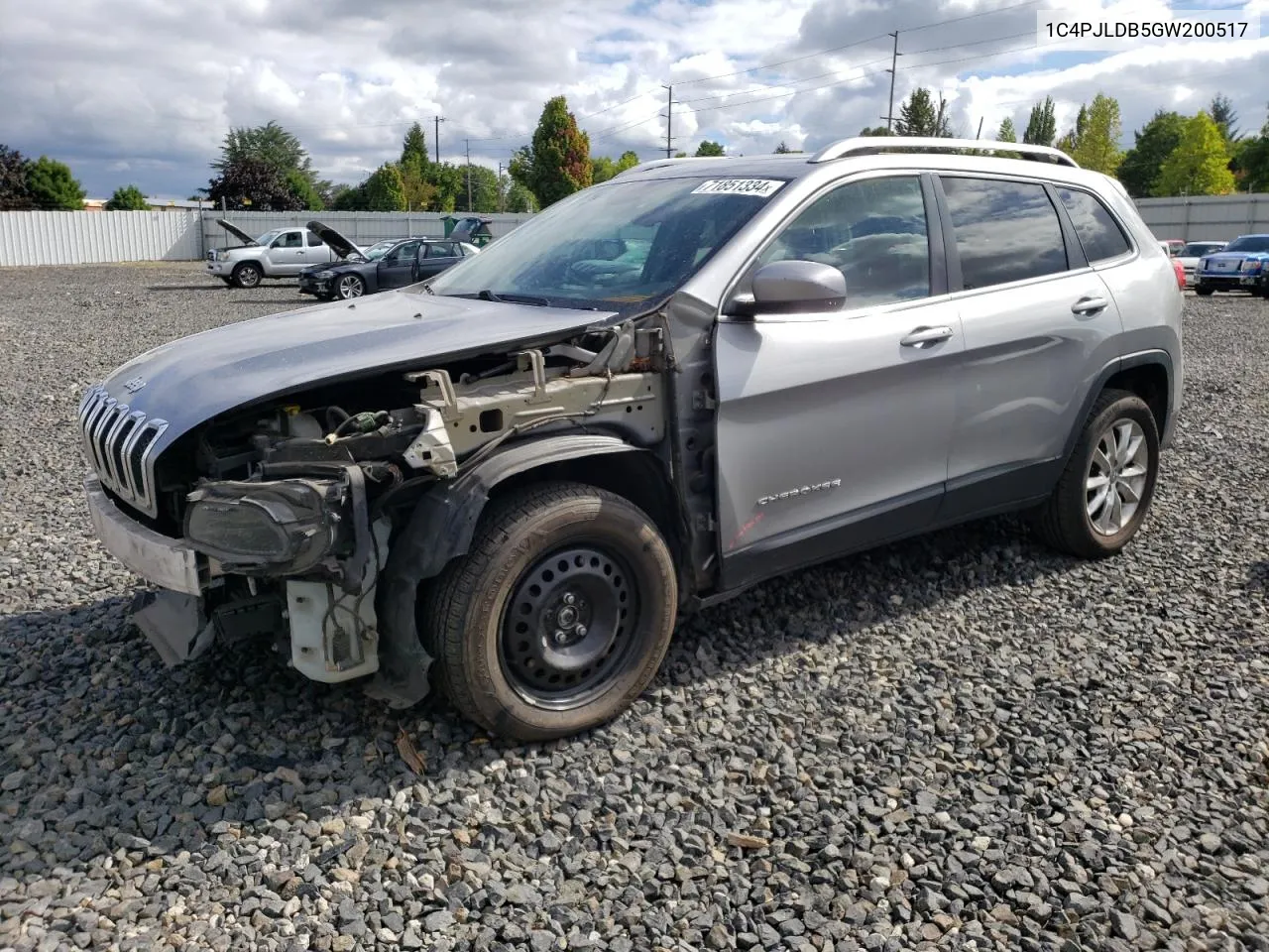 2016 Jeep Cherokee Limited VIN: 1C4PJLDB5GW200517 Lot: 71851334