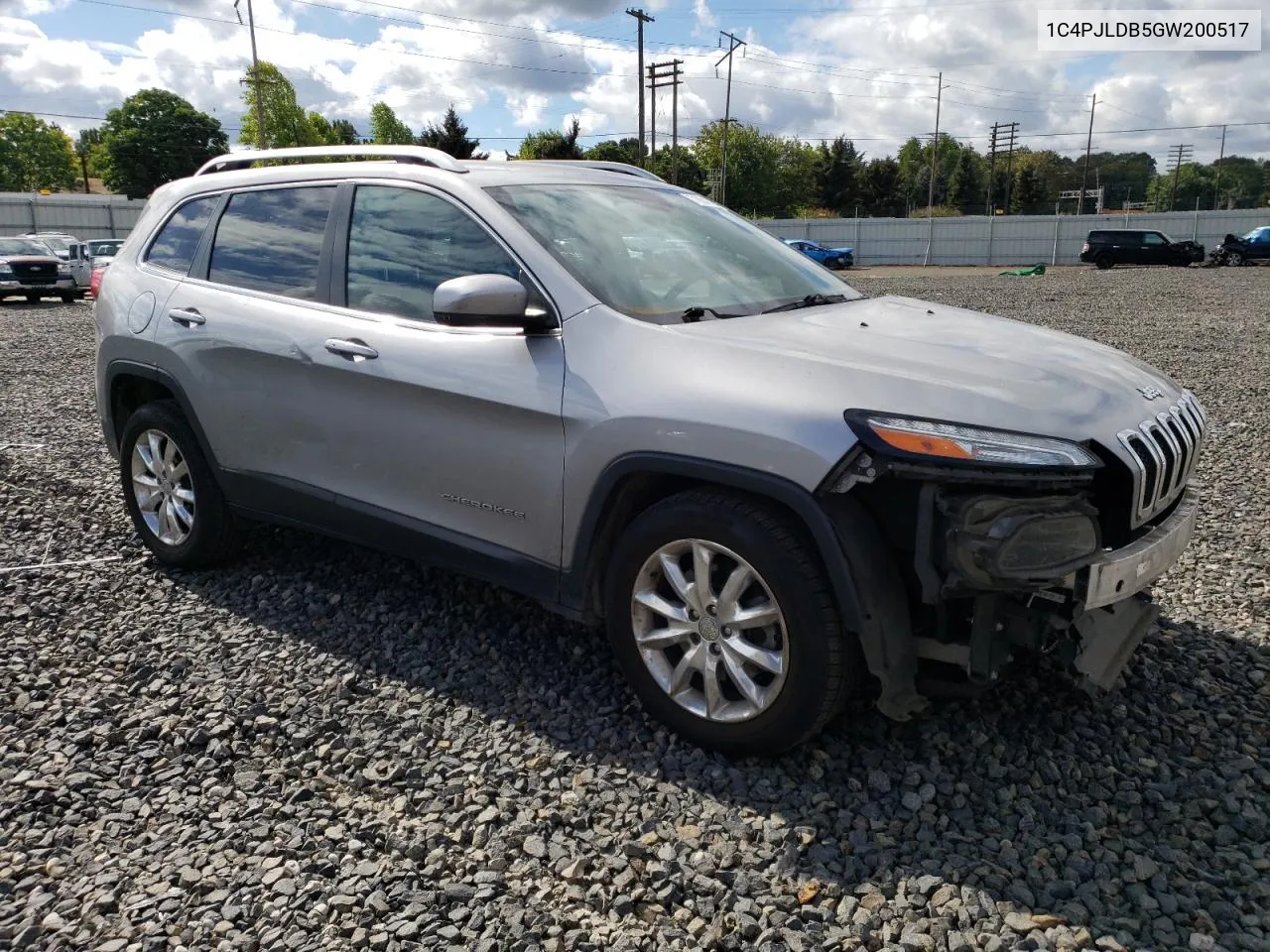 2016 Jeep Cherokee Limited VIN: 1C4PJLDB5GW200517 Lot: 71851334