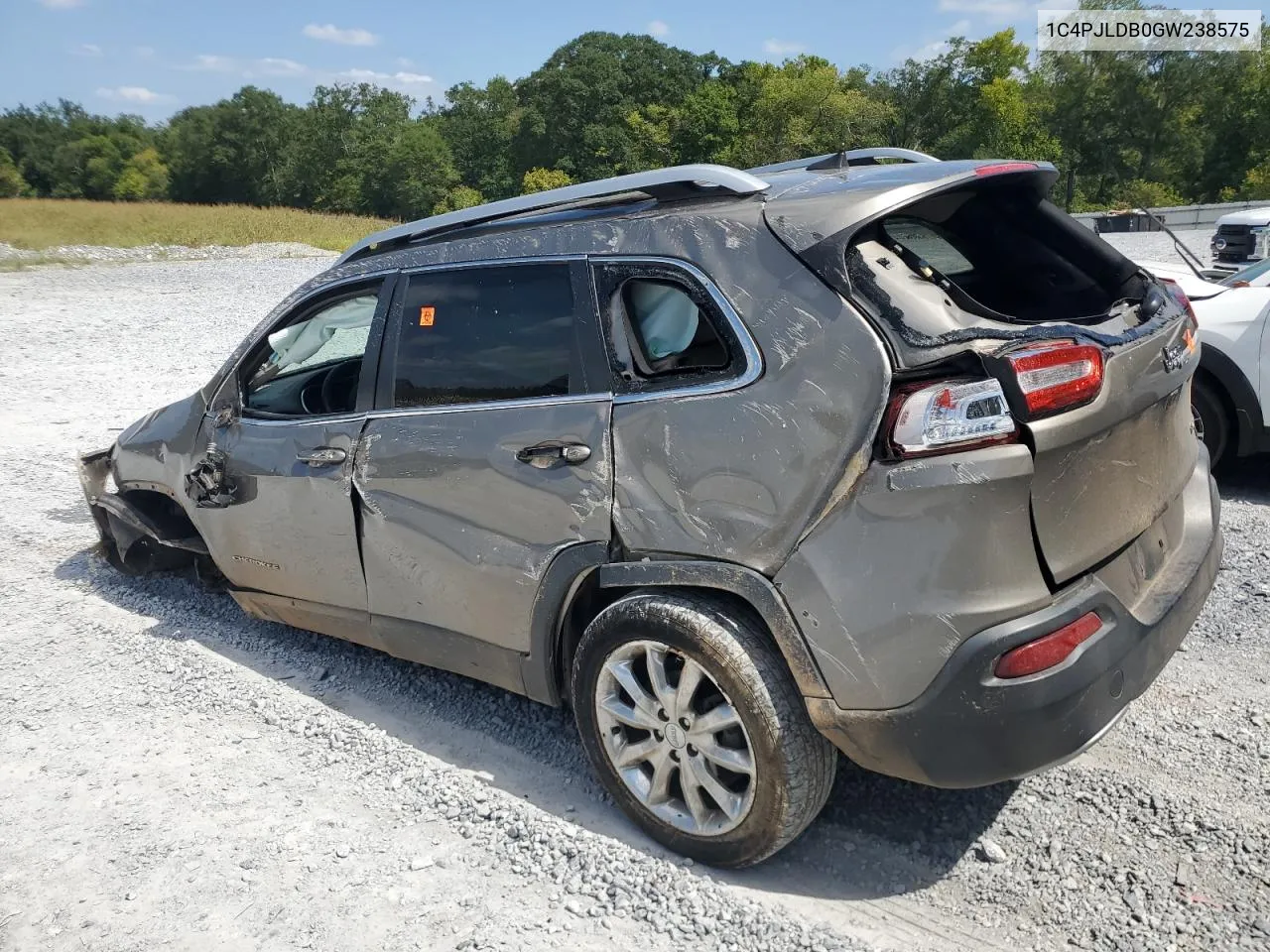 2016 Jeep Cherokee Limited VIN: 1C4PJLDB0GW238575 Lot: 71864844