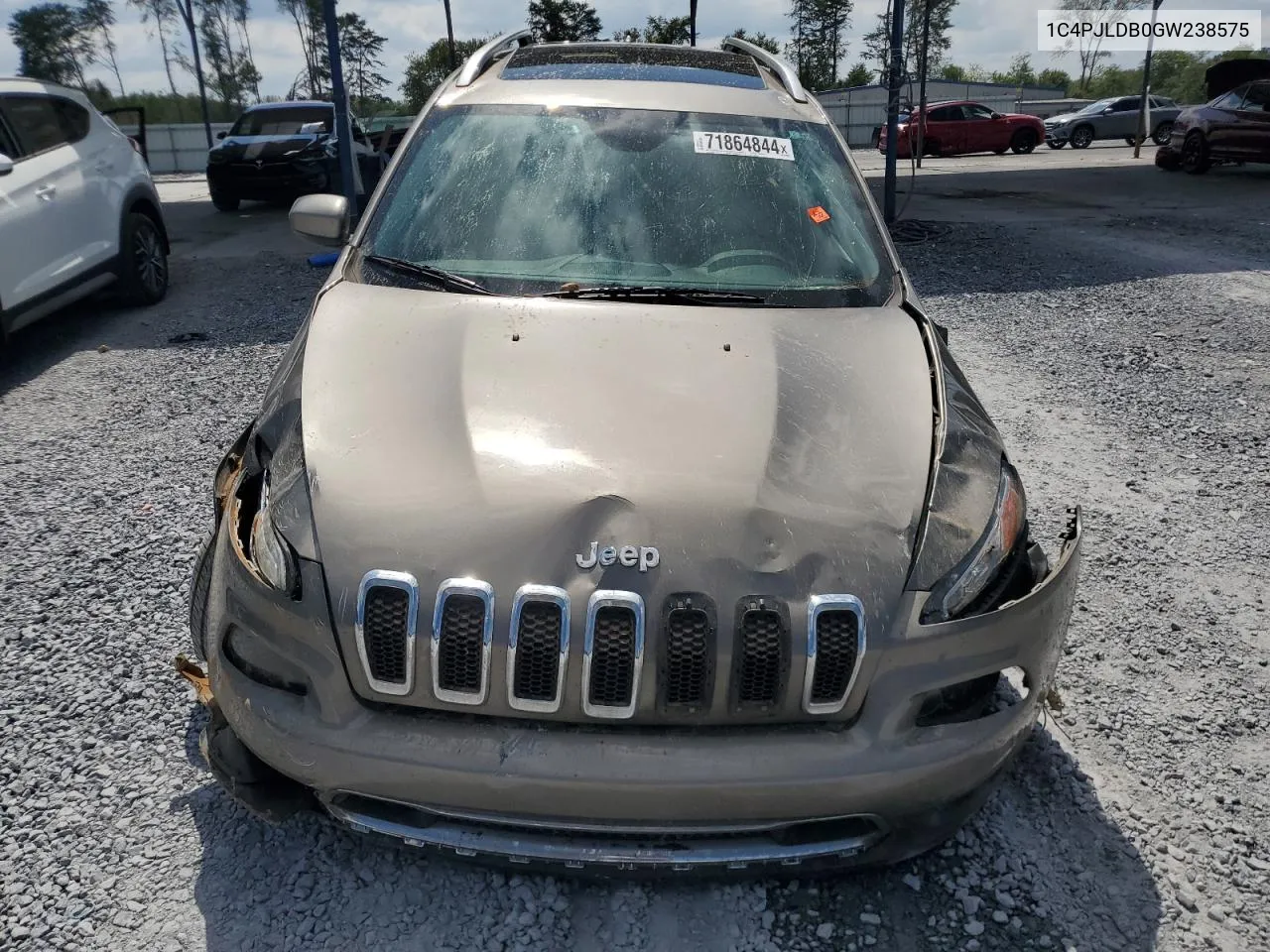 2016 Jeep Cherokee Limited VIN: 1C4PJLDB0GW238575 Lot: 71864844