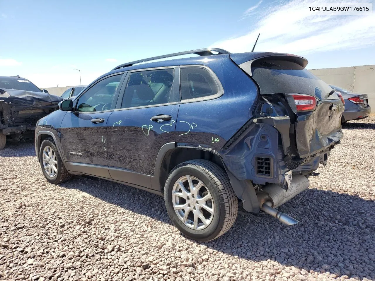 2016 Jeep Cherokee Sport VIN: 1C4PJLAB9GW176615 Lot: 71971264