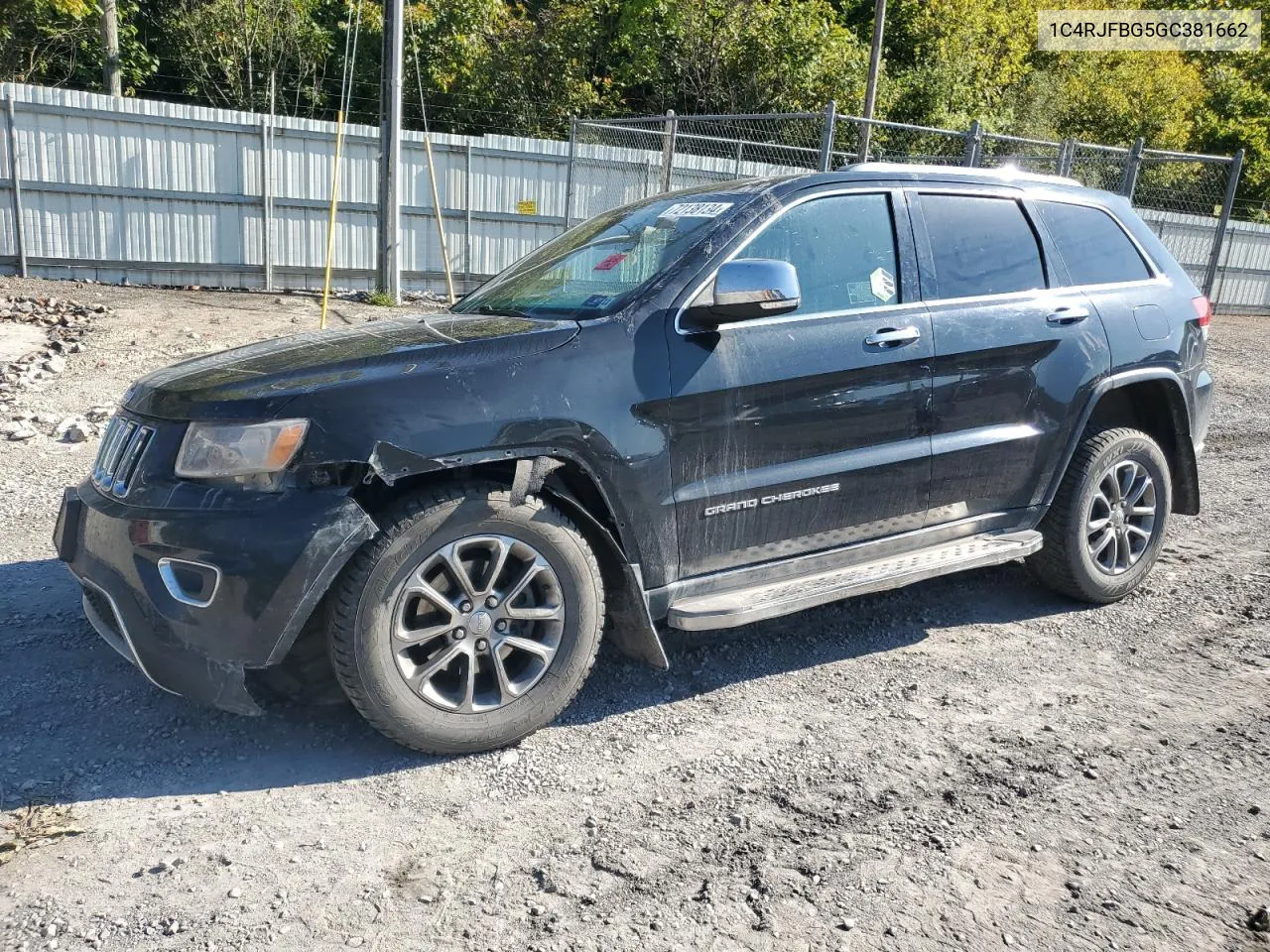 2016 Jeep Grand Cherokee Limited VIN: 1C4RJFBG5GC381662 Lot: 72138134