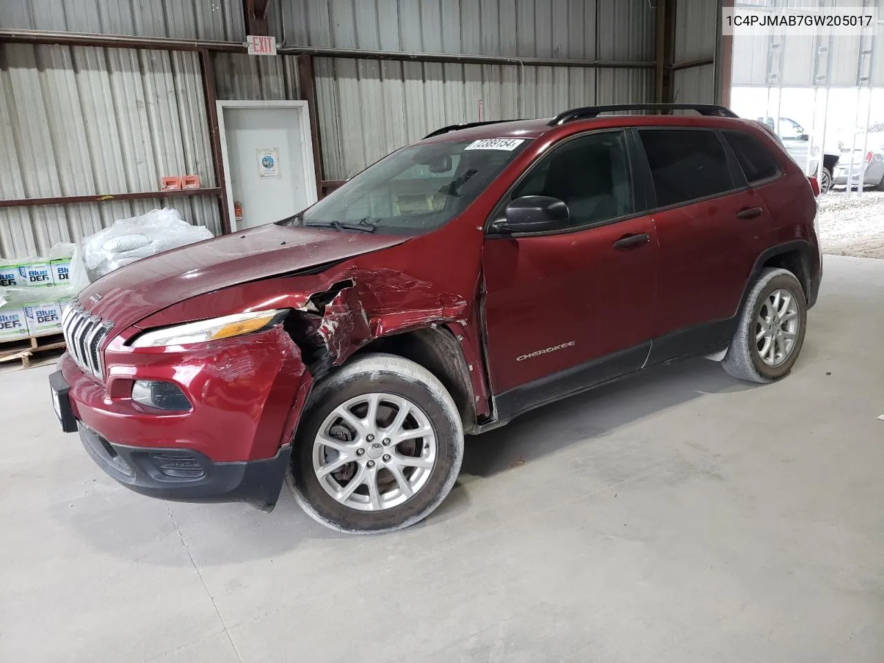 2016 Jeep Cherokee Sport VIN: 1C4PJMAB7GW205017 Lot: 72389154