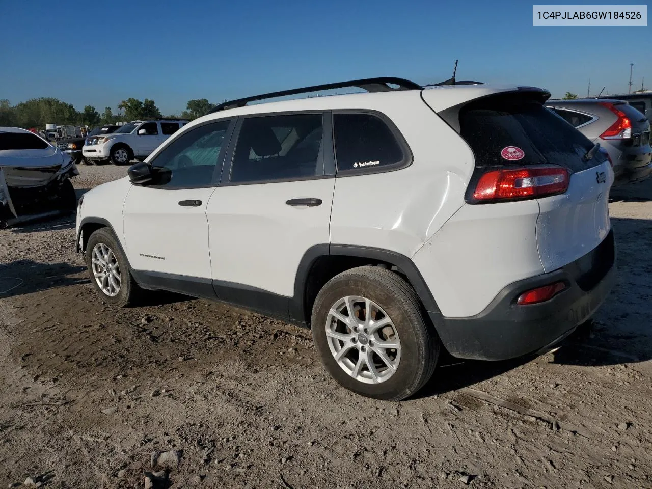 2016 Jeep Cherokee Sport VIN: 1C4PJLAB6GW184526 Lot: 72589084