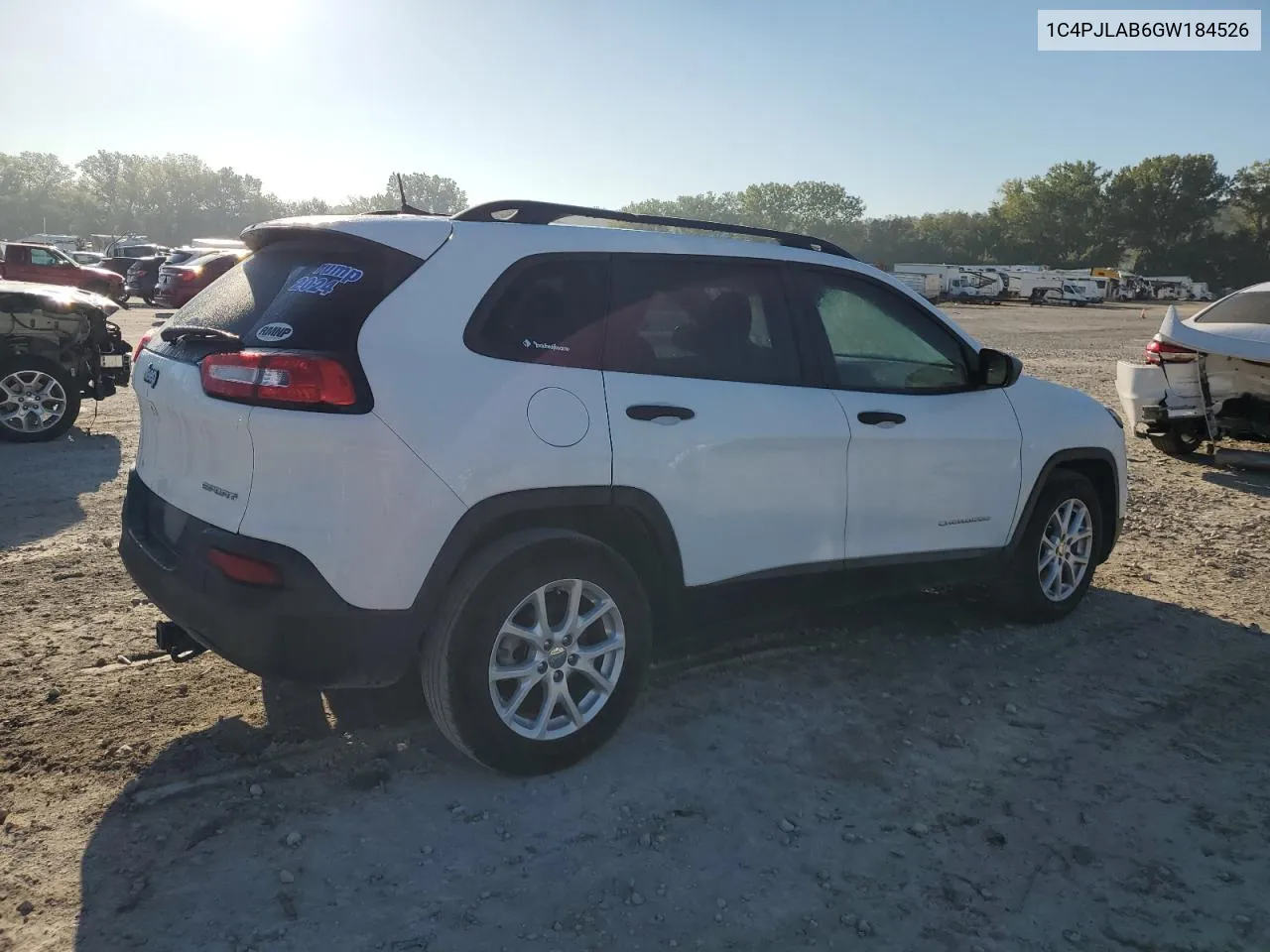 2016 Jeep Cherokee Sport VIN: 1C4PJLAB6GW184526 Lot: 72589084