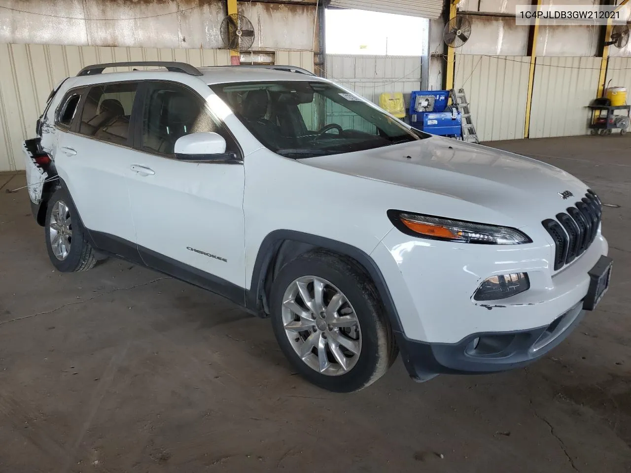 2016 Jeep Cherokee Limited VIN: 1C4PJLDB3GW212021 Lot: 72726534