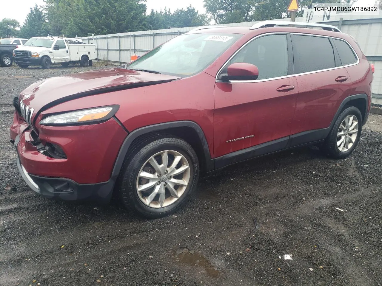 2016 Jeep Cherokee Limited VIN: 1C4PJMDB6GW186892 Lot: 73066114