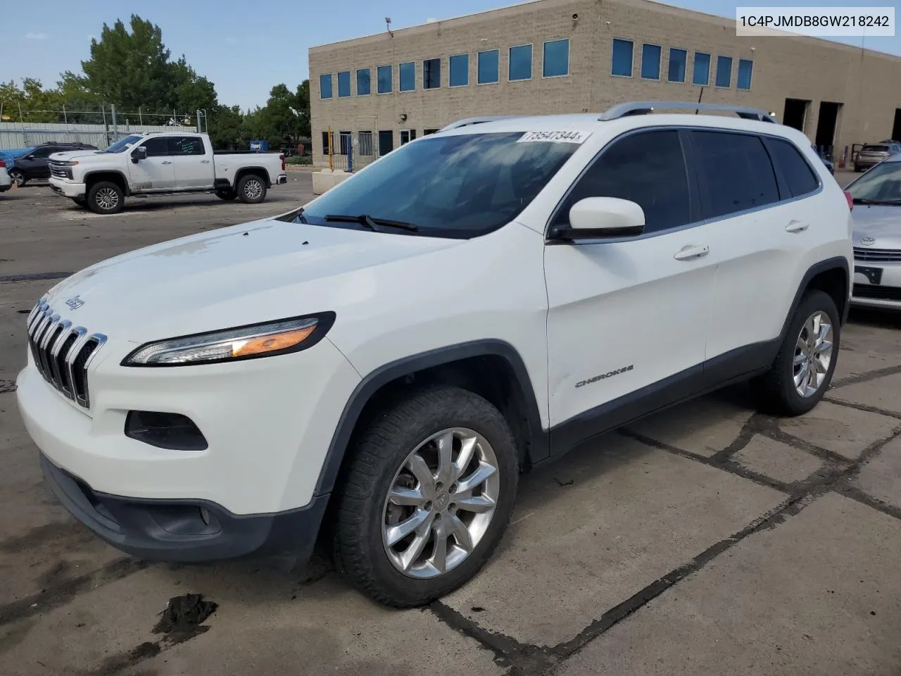 2016 Jeep Cherokee Limited VIN: 1C4PJMDB8GW218242 Lot: 73547344