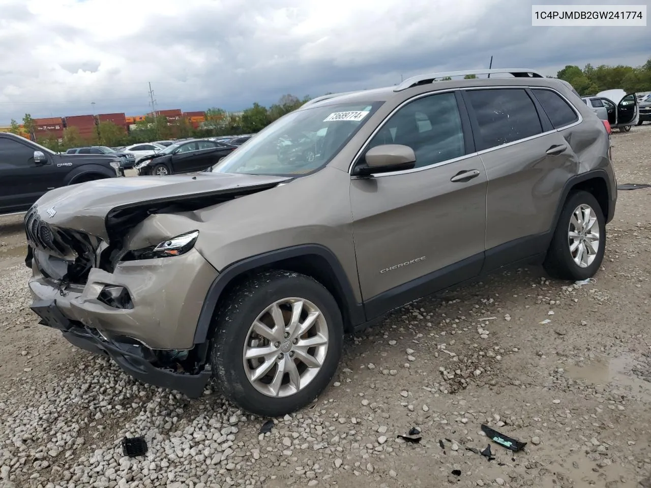 2016 Jeep Cherokee Limited VIN: 1C4PJMDB2GW241774 Lot: 73689774