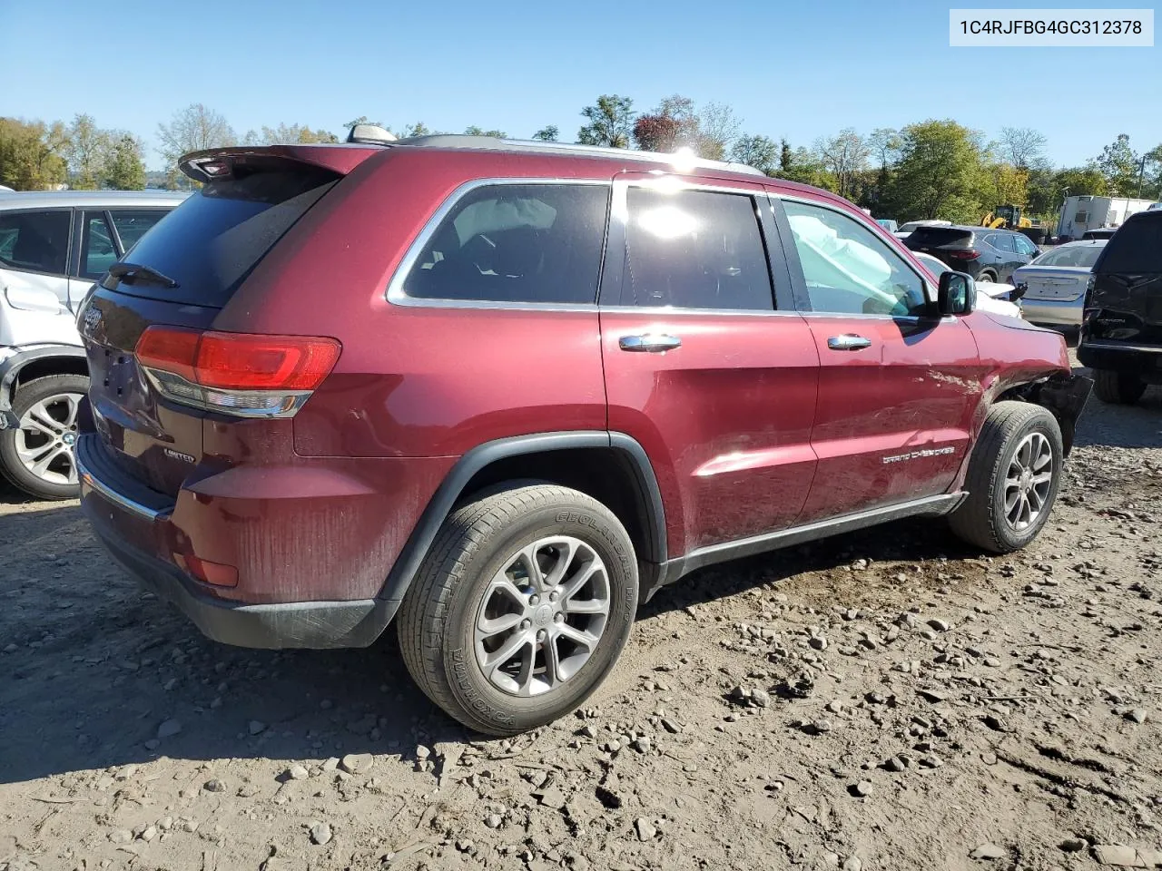 2016 Jeep Grand Cherokee Limited VIN: 1C4RJFBG4GC312378 Lot: 74983774