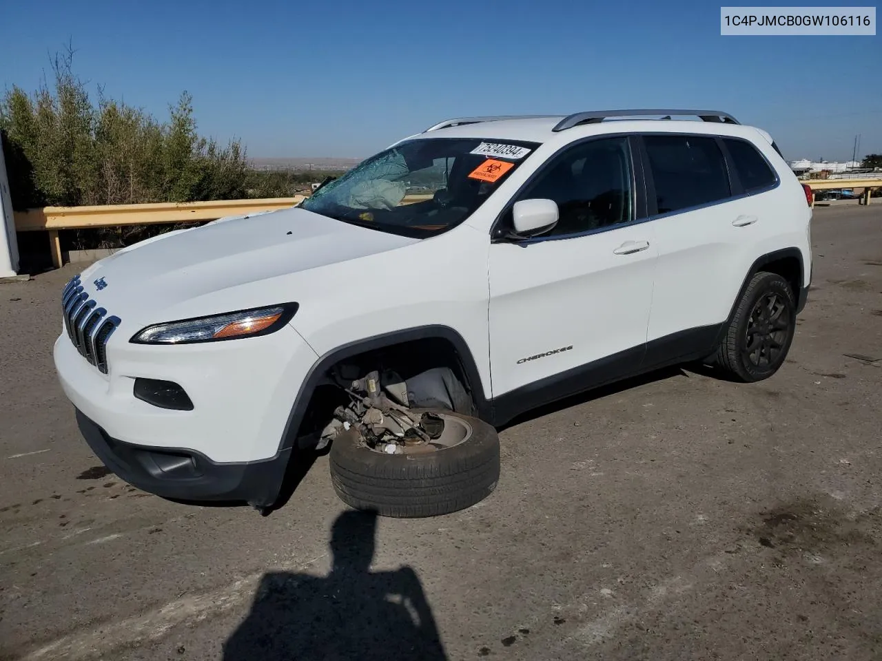 2016 Jeep Cherokee Latitude VIN: 1C4PJMCB0GW106116 Lot: 75240394