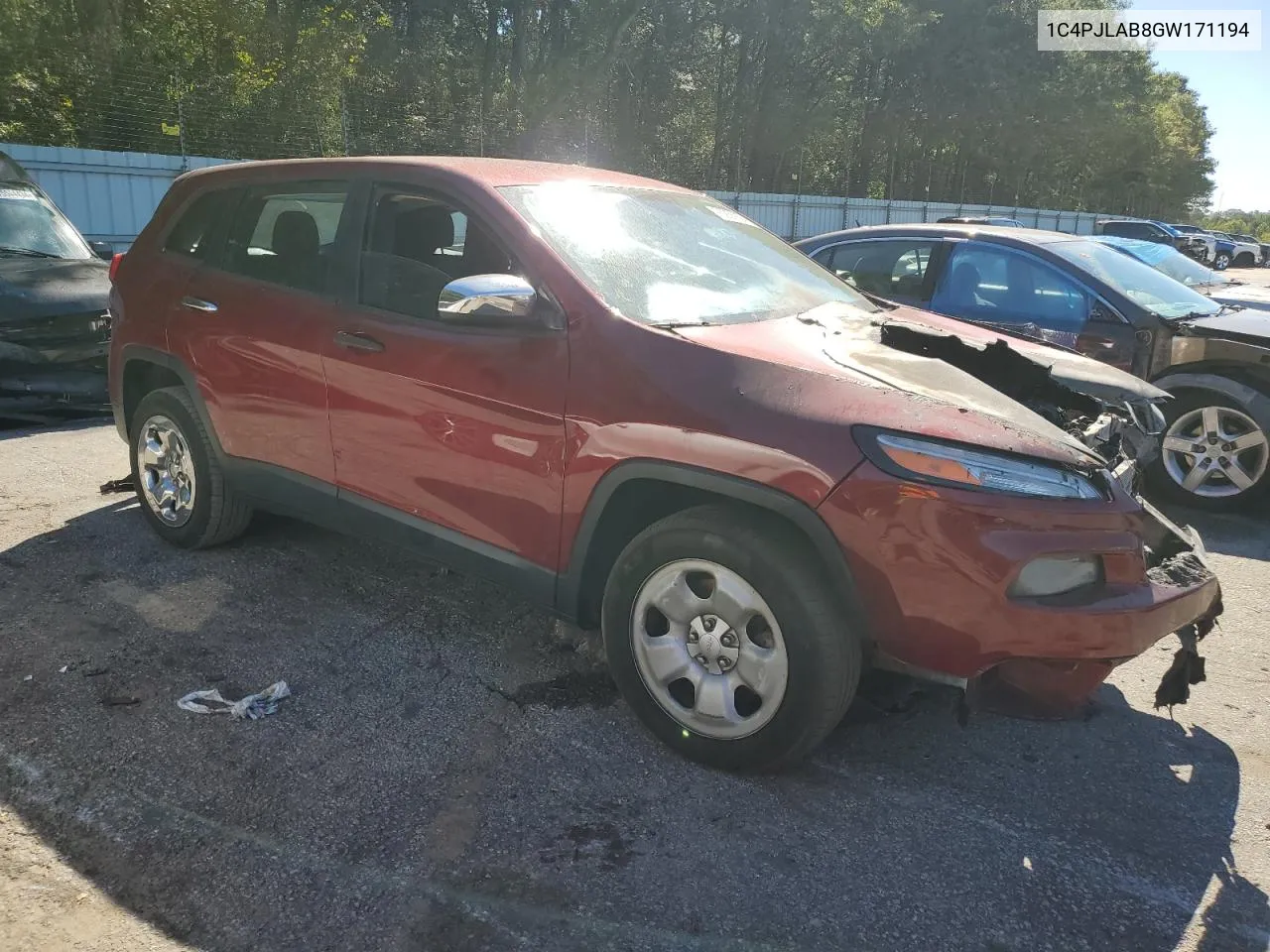 2016 Jeep Cherokee Sport VIN: 1C4PJLAB8GW171194 Lot: 75255694