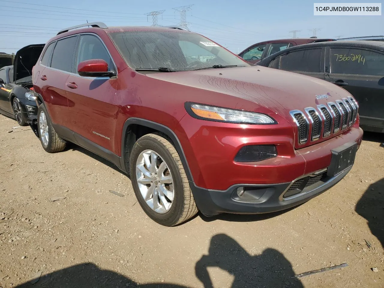 2016 Jeep Cherokee Limited VIN: 1C4PJMDB0GW113288 Lot: 75521334