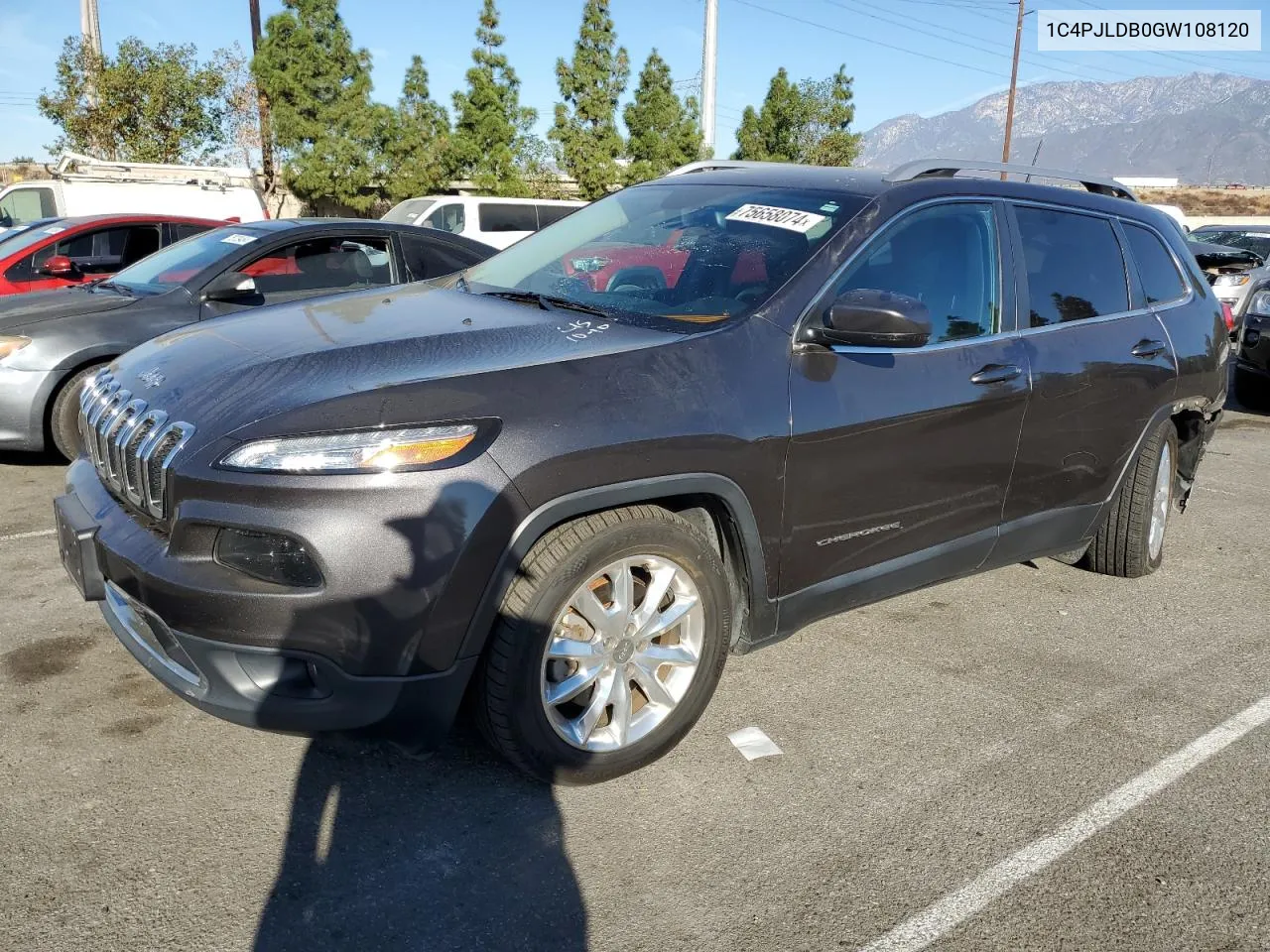 2016 Jeep Cherokee Limited VIN: 1C4PJLDB0GW108120 Lot: 75658074