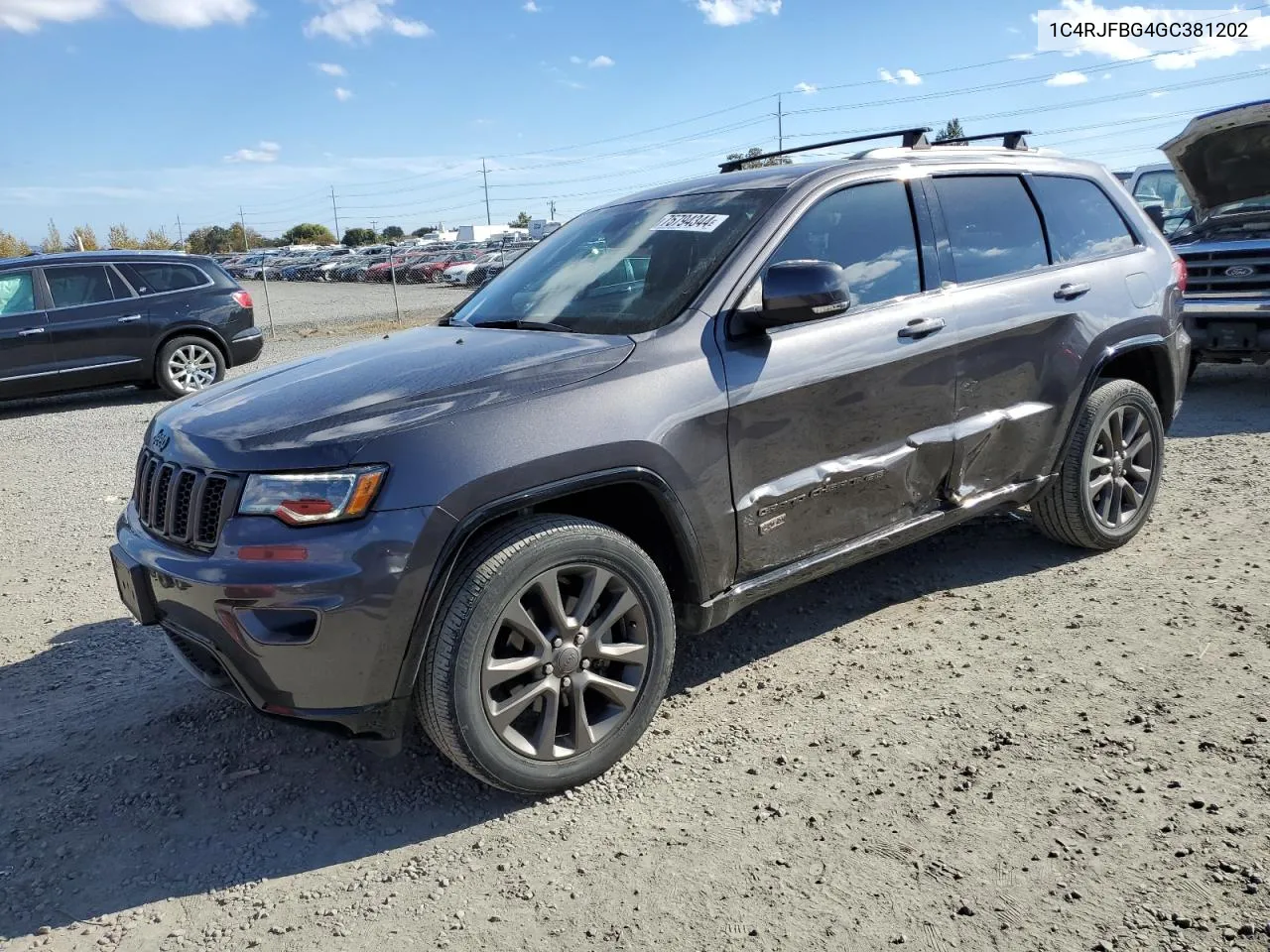 2016 Jeep Grand Cherokee Limited VIN: 1C4RJFBG4GC381202 Lot: 75794344