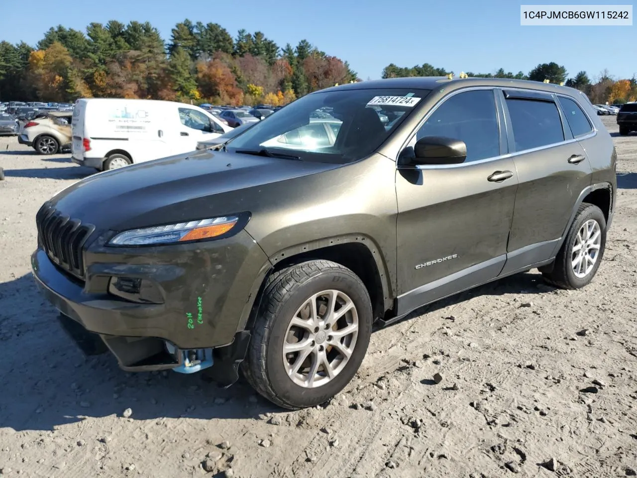 2016 Jeep Cherokee Latitude VIN: 1C4PJMCB6GW115242 Lot: 75814724