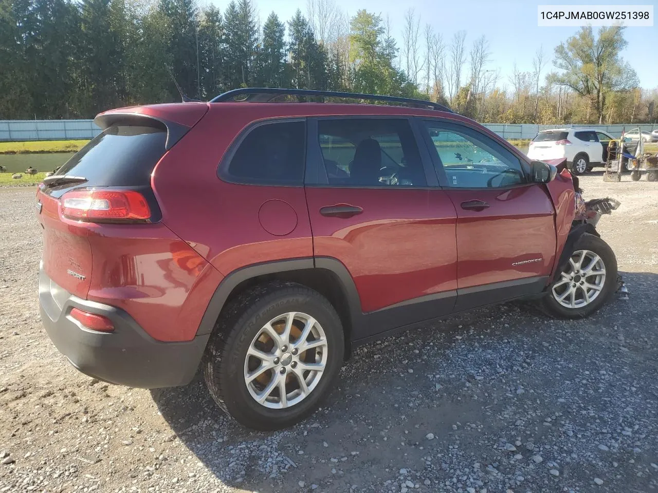 2016 Jeep Cherokee Sport VIN: 1C4PJMAB0GW251398 Lot: 76206084