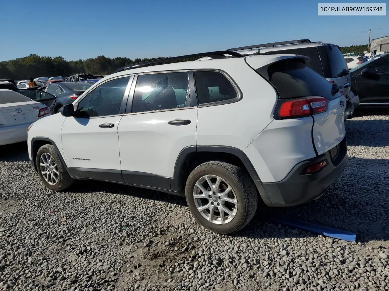 2016 Jeep Cherokee Sport VIN: 1C4PJLAB9GW159748 Lot: 76410564