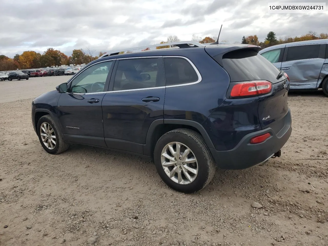 2016 Jeep Cherokee Limited VIN: 1C4PJMDBXGW244731 Lot: 76538794